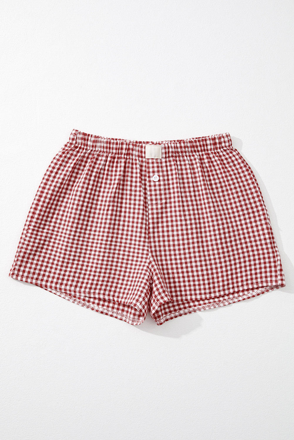 Gingham Plaid High Elastic Waist Shorts