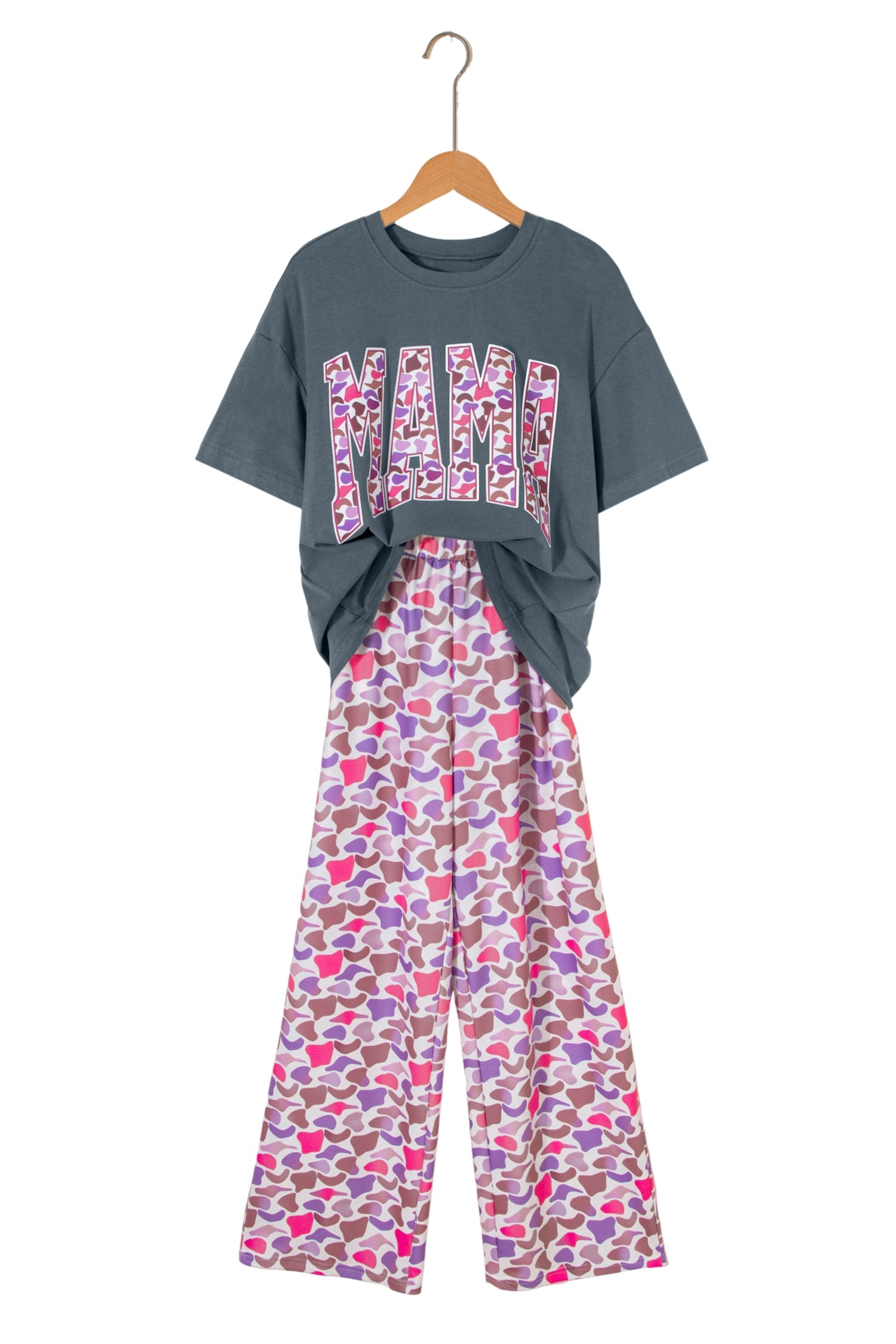 MAMA Camo Graphic Tee & Loose Pant Set