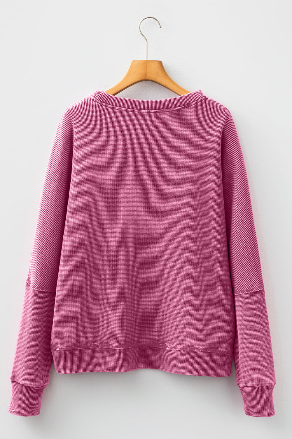 Waffle Knit Patchwork Long Sleeve Top