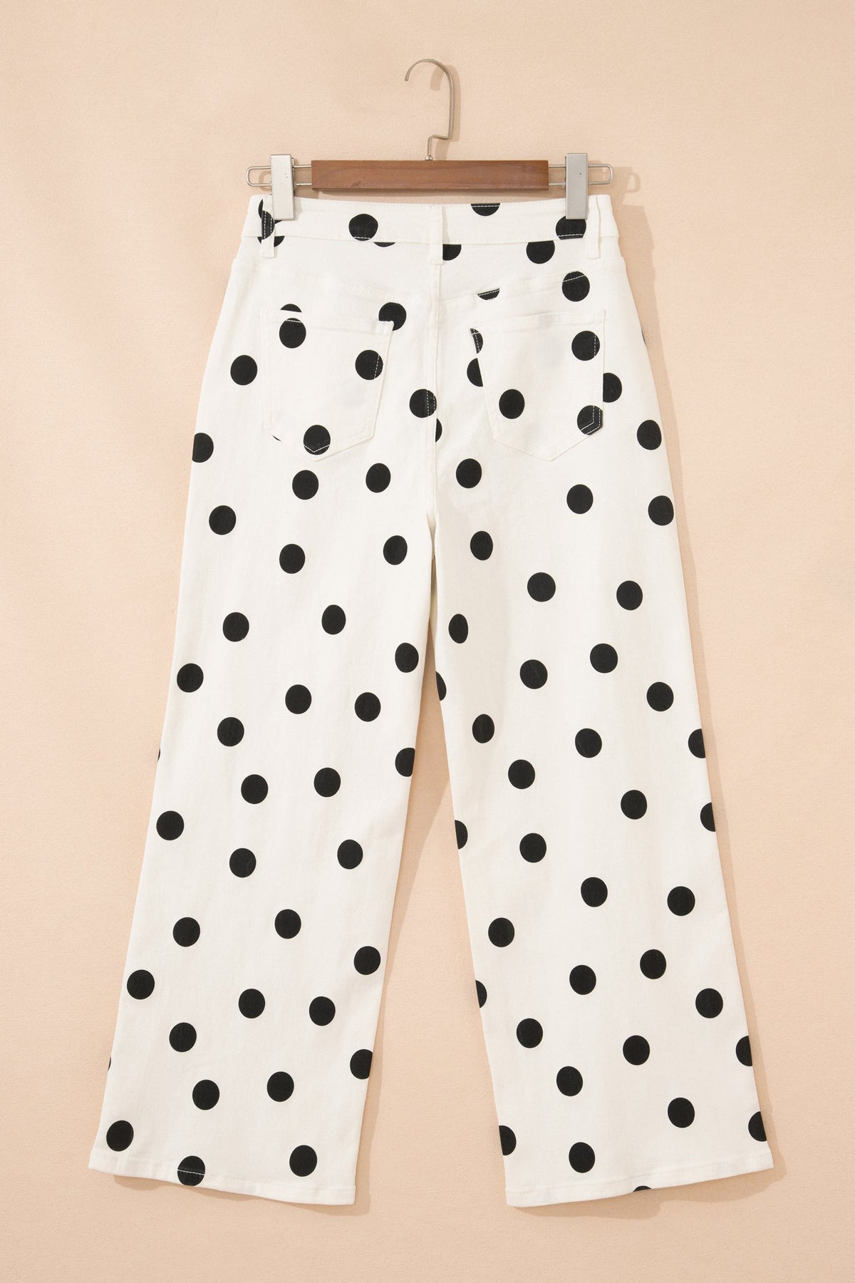 Polka Dot Wide Leg Ankle Length Jeans