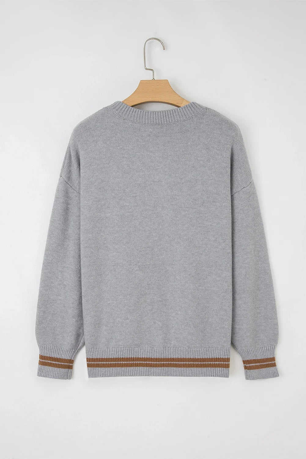 Western See You Cowboy Embroidered Stripe Cuff Sweater