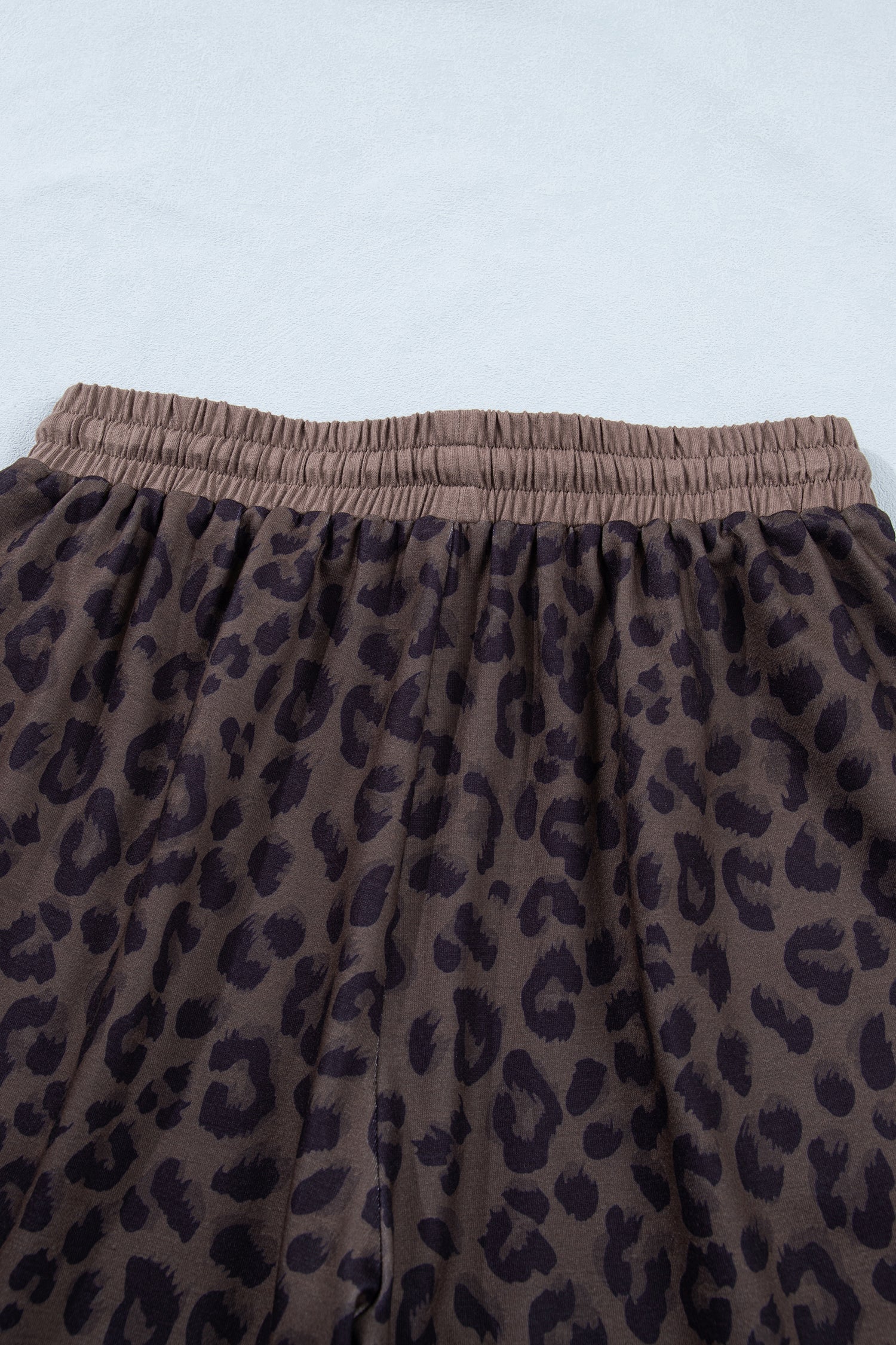 Leopard Collared V-Neck Top & Shorts Set