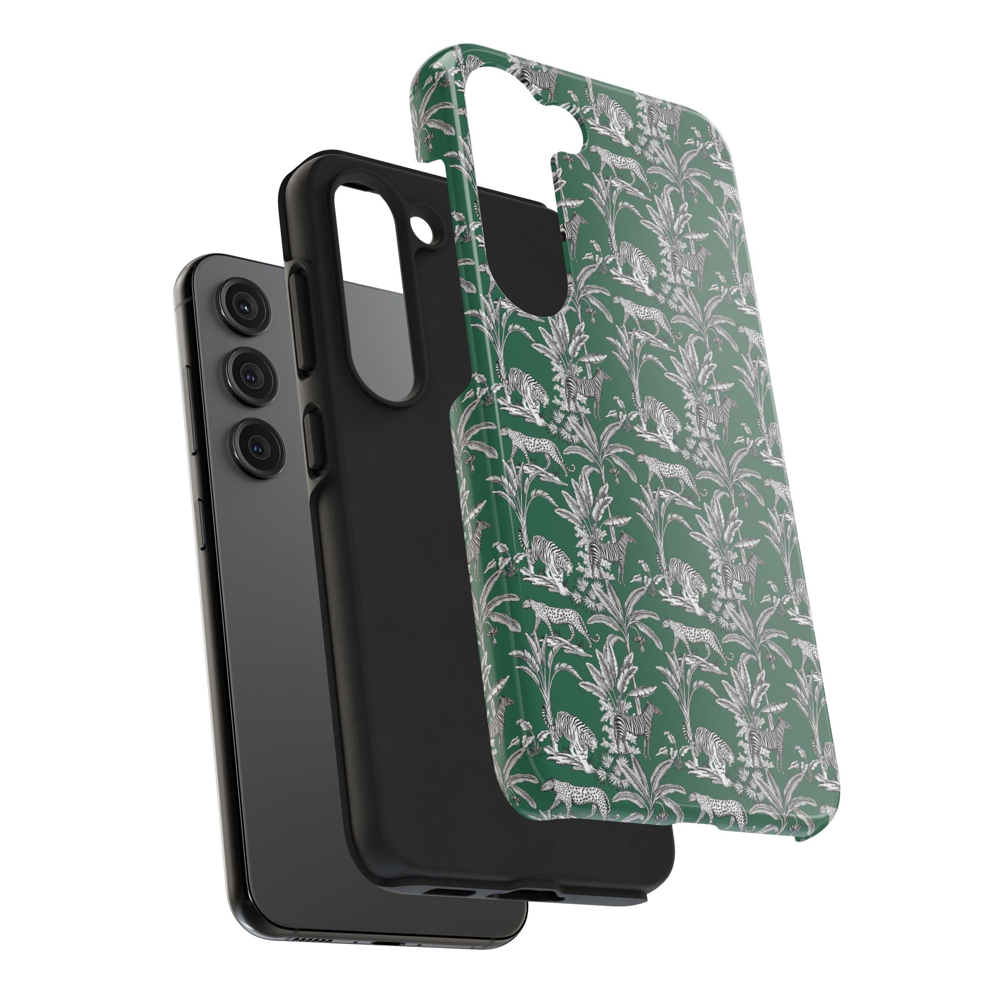 Tough Phone Case — Vintage Botanical Leopard Pattern (Green)