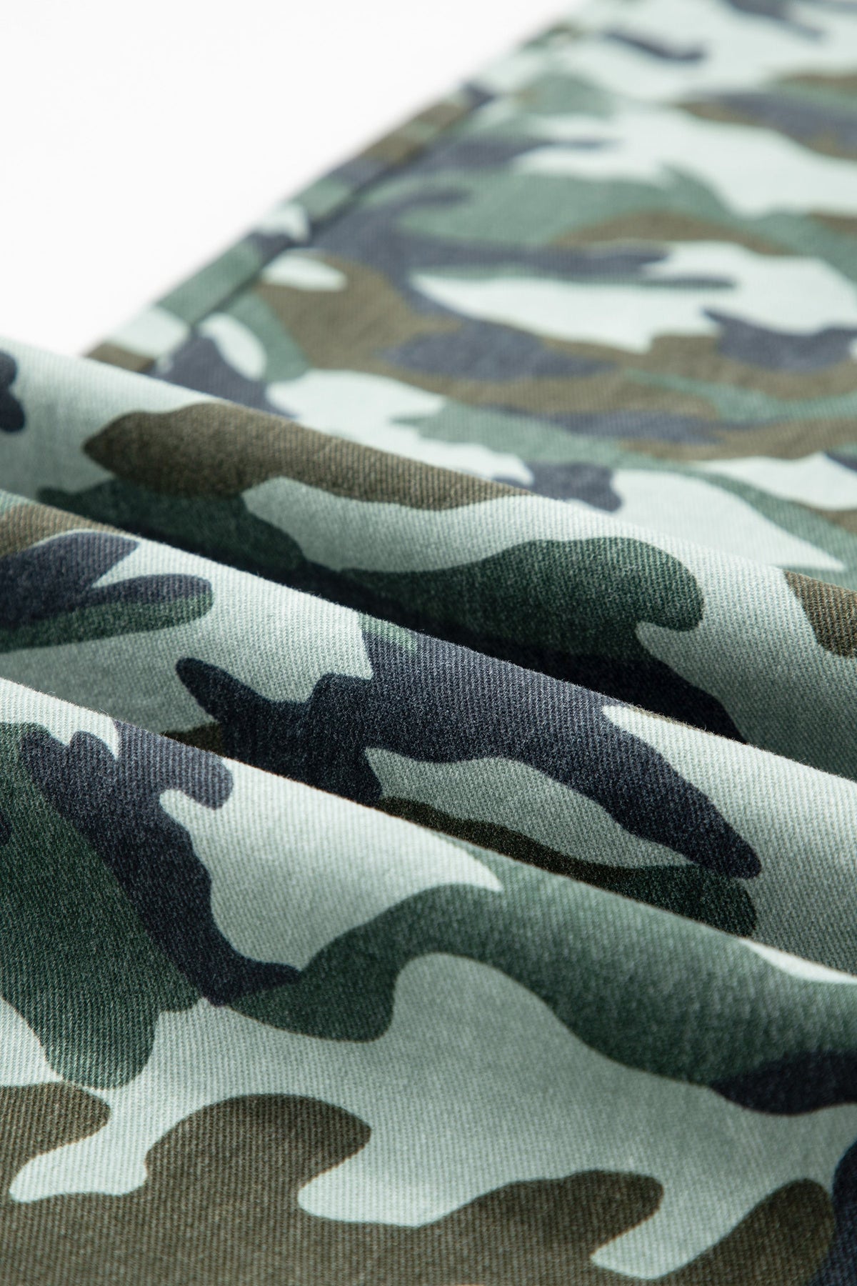 Camo Wide Leg Drawstring Denim Pants