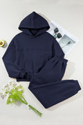 Solid Reverse Seams Hoodie and Joggers Set