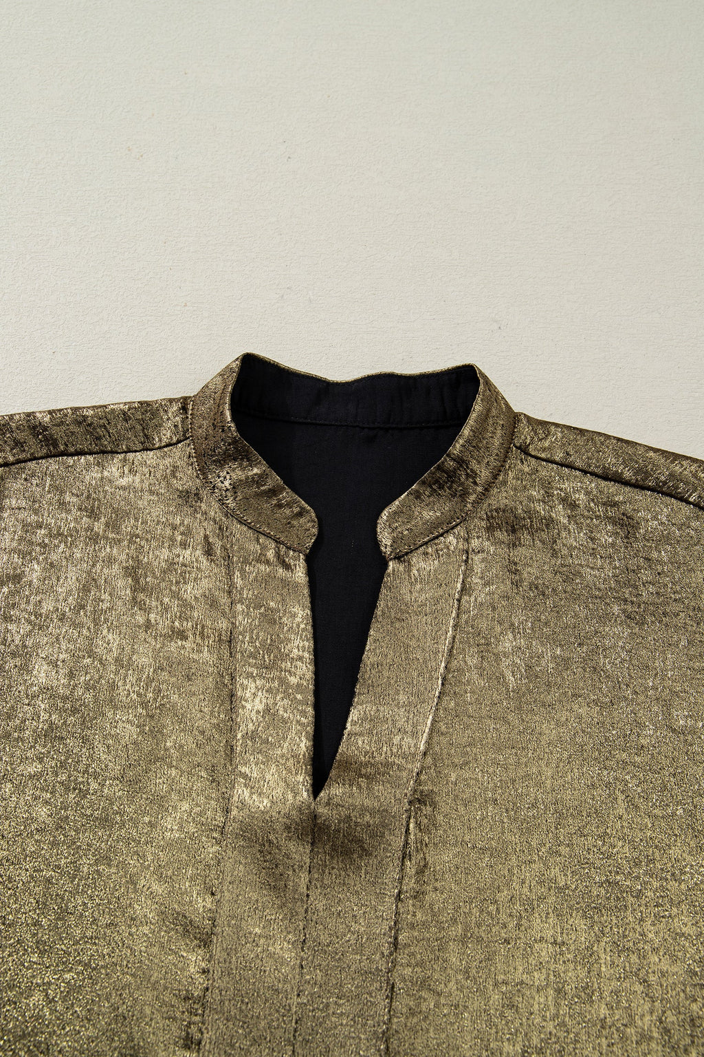 Metallic Split Neck 3/4 Sleeve Blouse