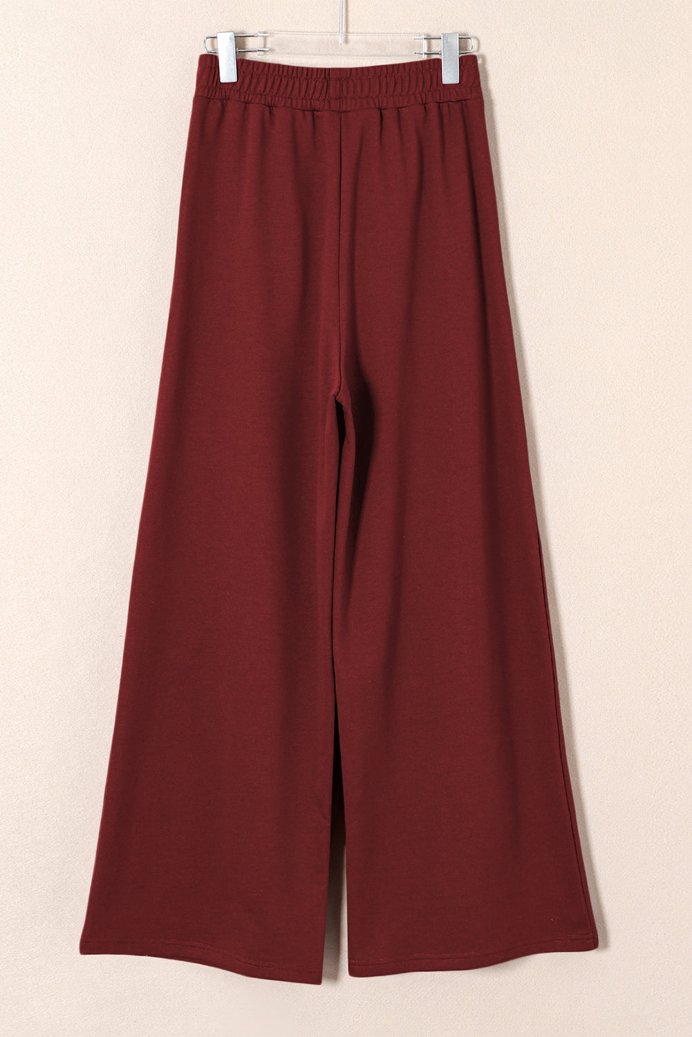 Solid Tied High-Waist Pleated Sweatpants