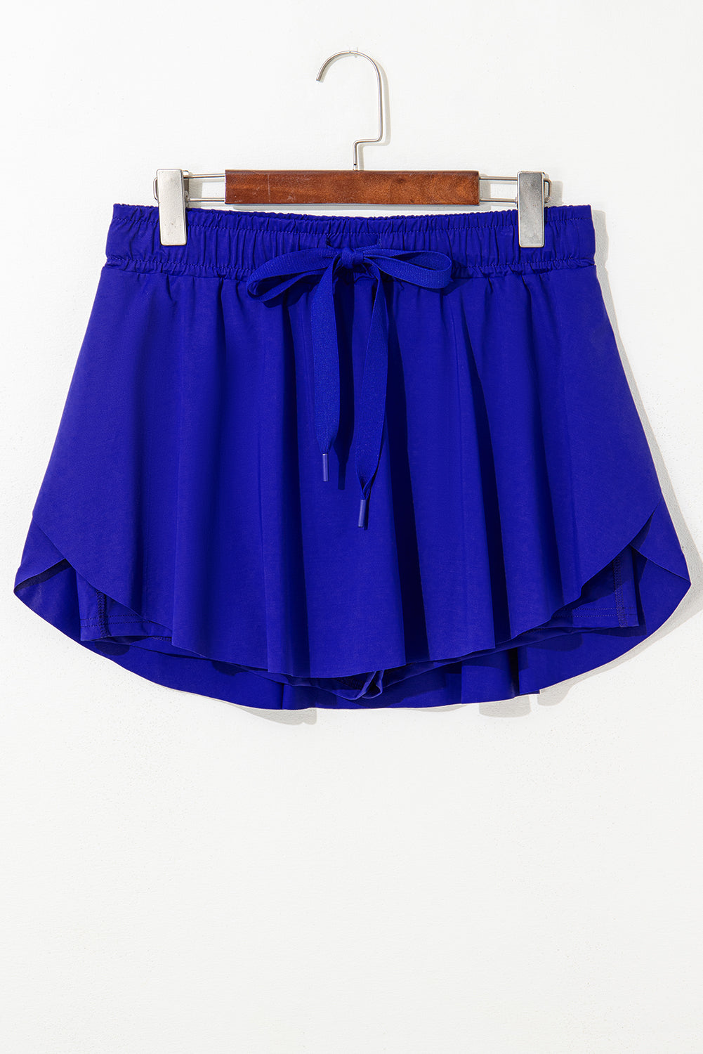 Solid Drawstring Elastic Waist Lined Tennis Skort