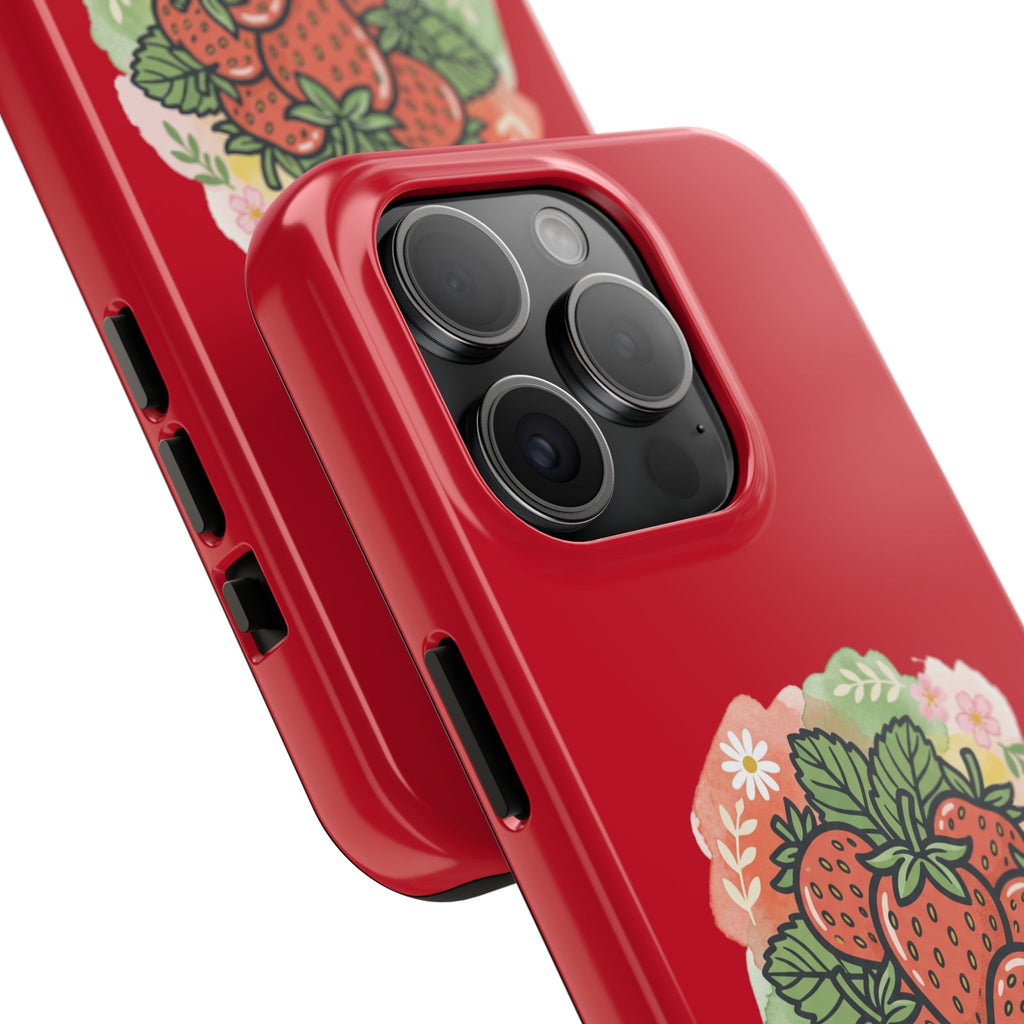 Strawberry Bouquet Tough Phone Case — Red Protective Floral iPhone Cover
