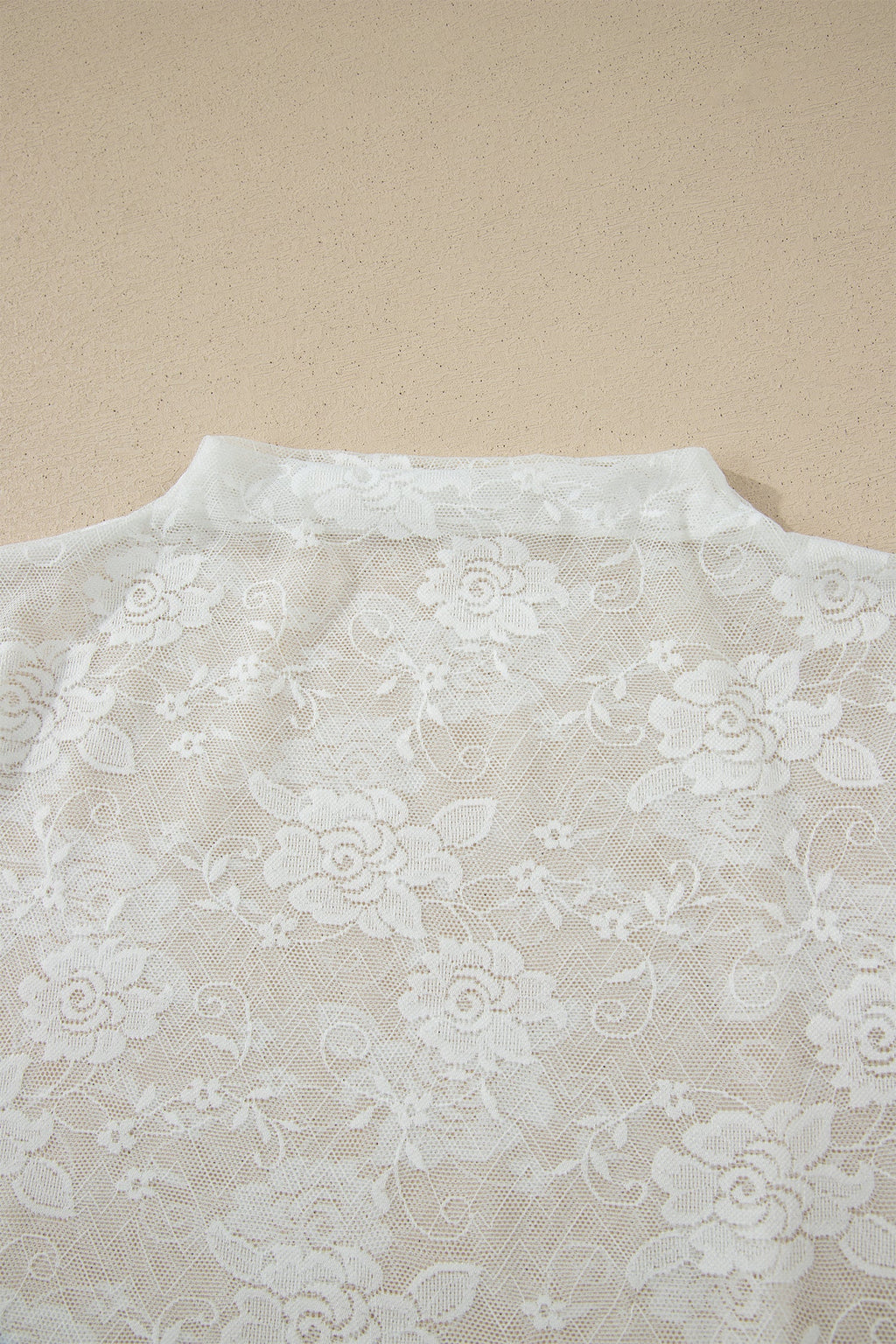 Sheer Lace Mesh Round Neck T-Shirt
