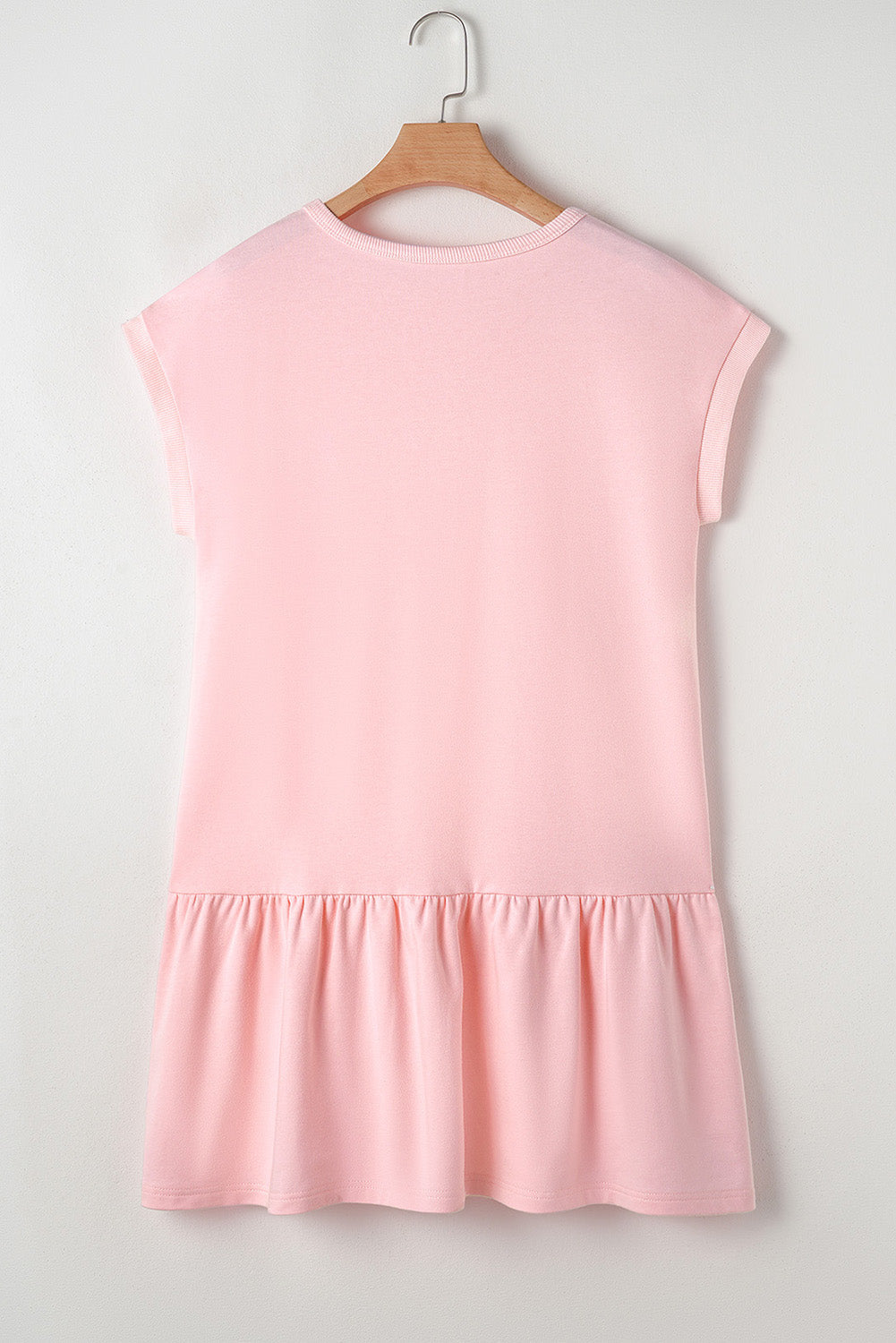 Solid Cap Sleeve Drop Waist T-Shirt Dress