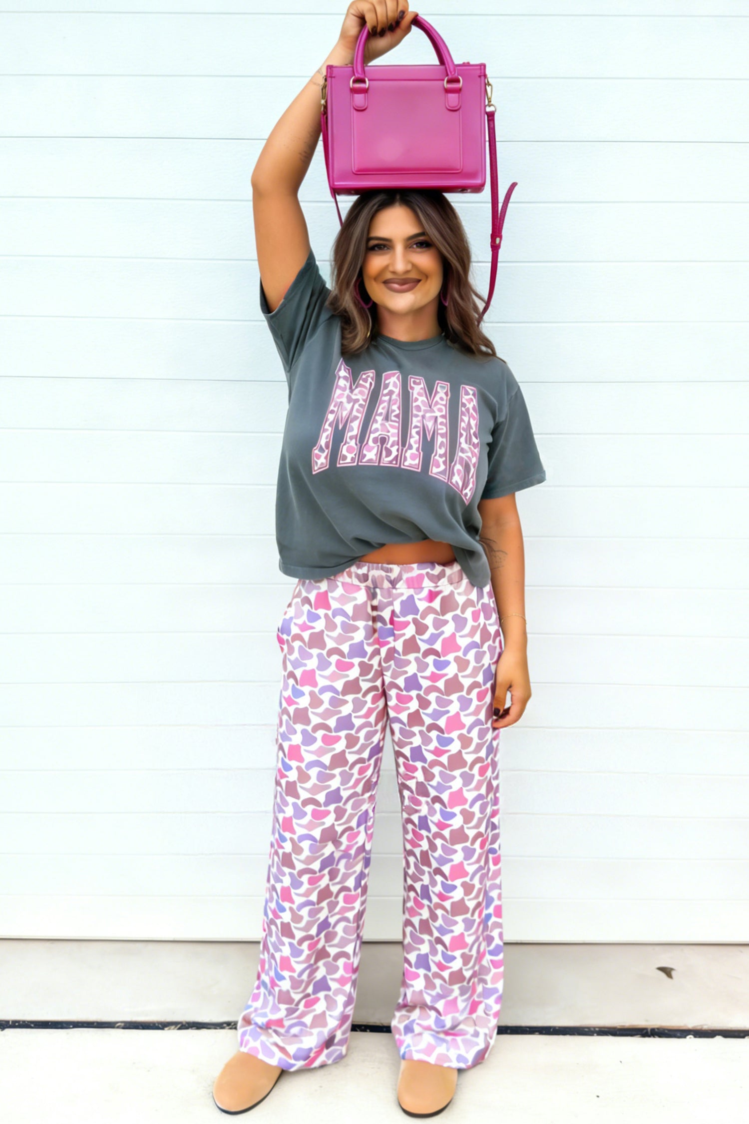 MAMA Camo Graphic Tee & Loose Pant Set