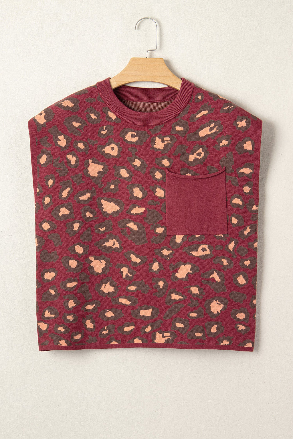 Leopard Cap Sleeve Textured Knit Top