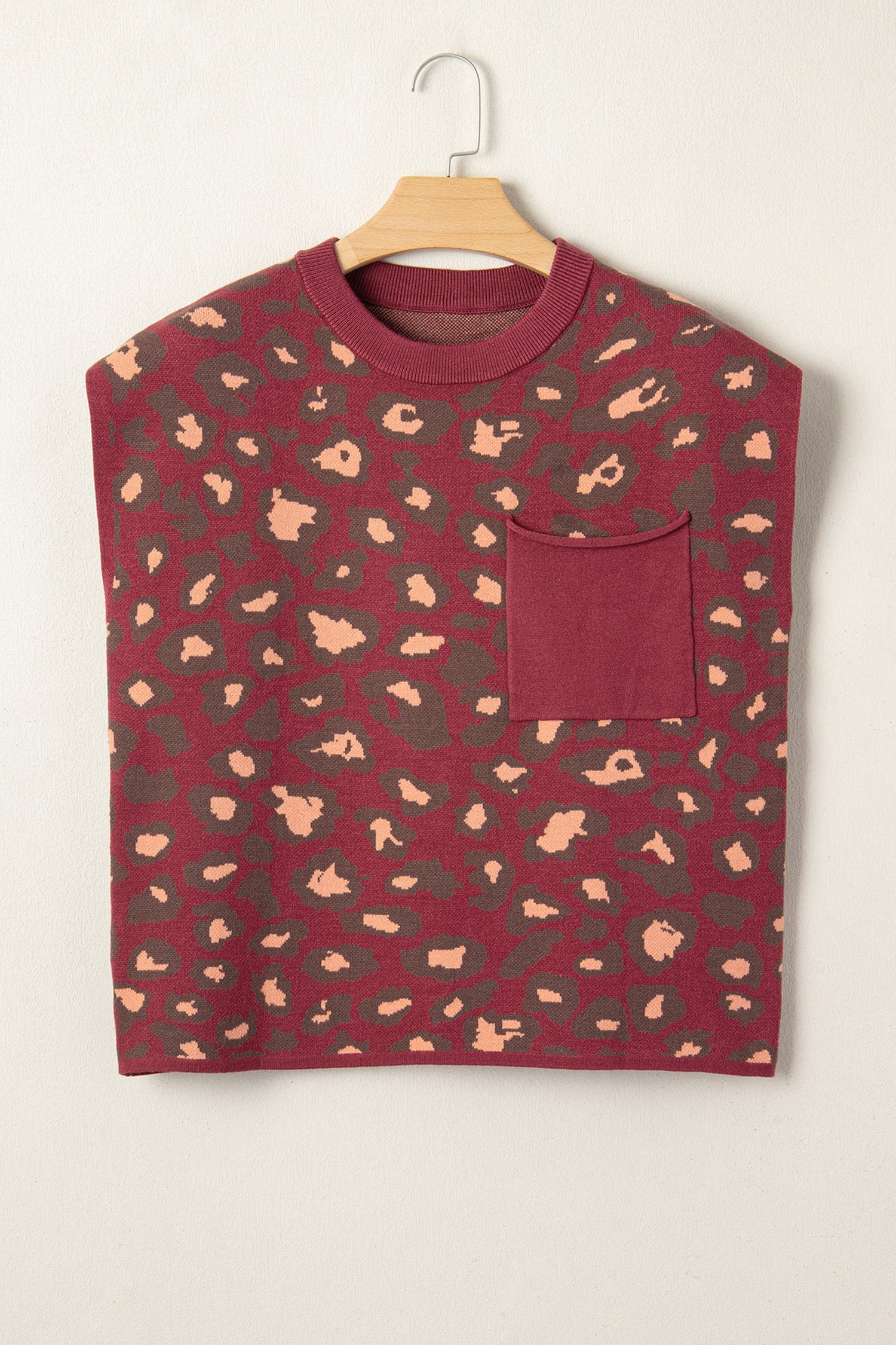 Leopard Cap Sleeve Textured Knit Top