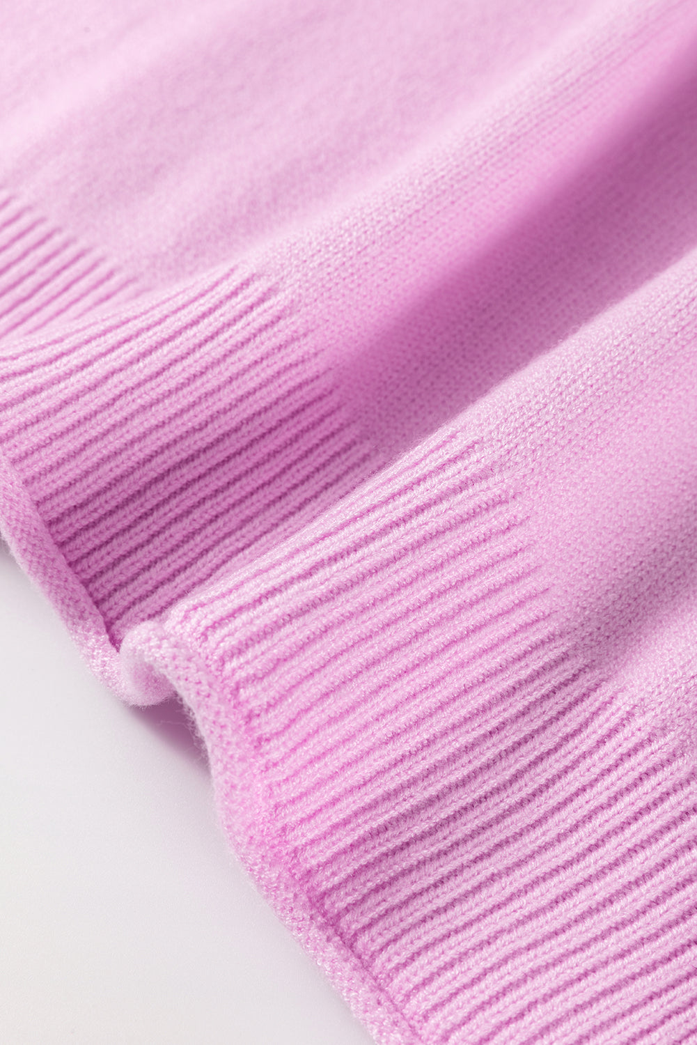 Solid Ribbed Raw Edge Drop Shoulder Sweater
