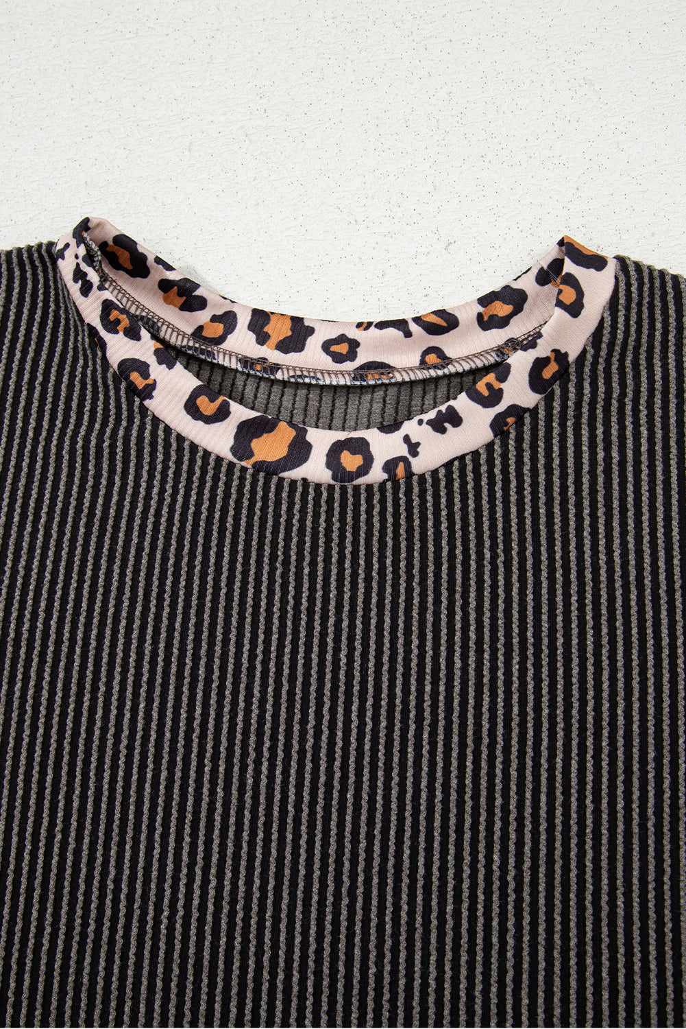 Leopard Patchwork Corded Knit Top & Crop Pants Set