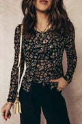 Black Floral Print Mesh Tank Button Front Slim Cardigan 2pcs Set