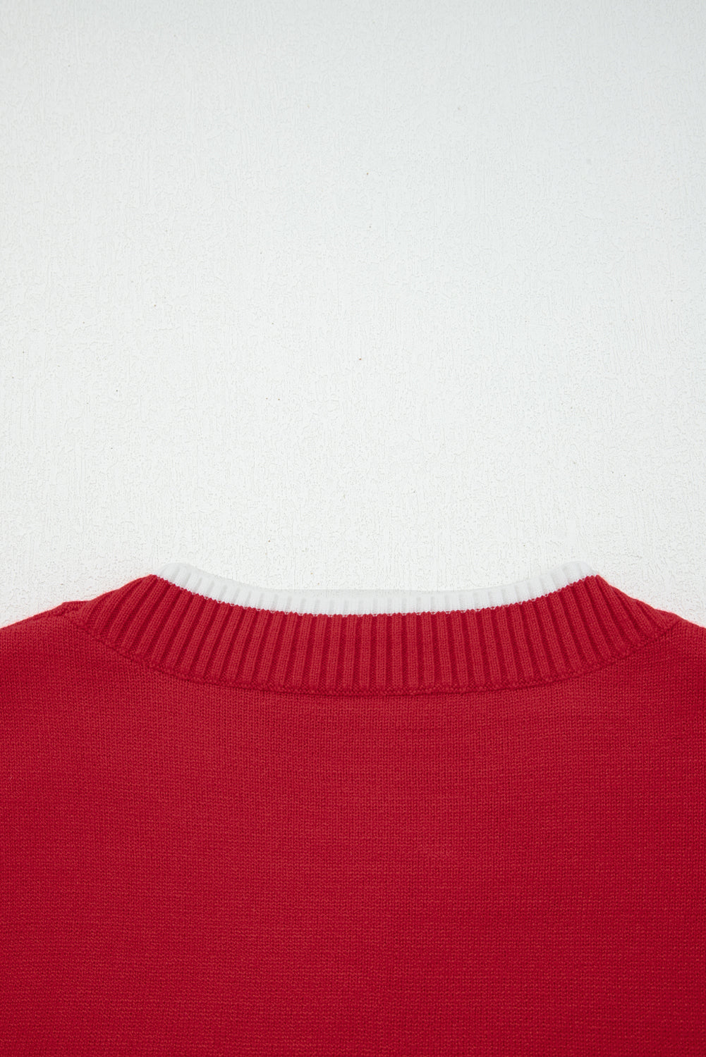 Bow Tie Contrast Trim Cropped Sweater