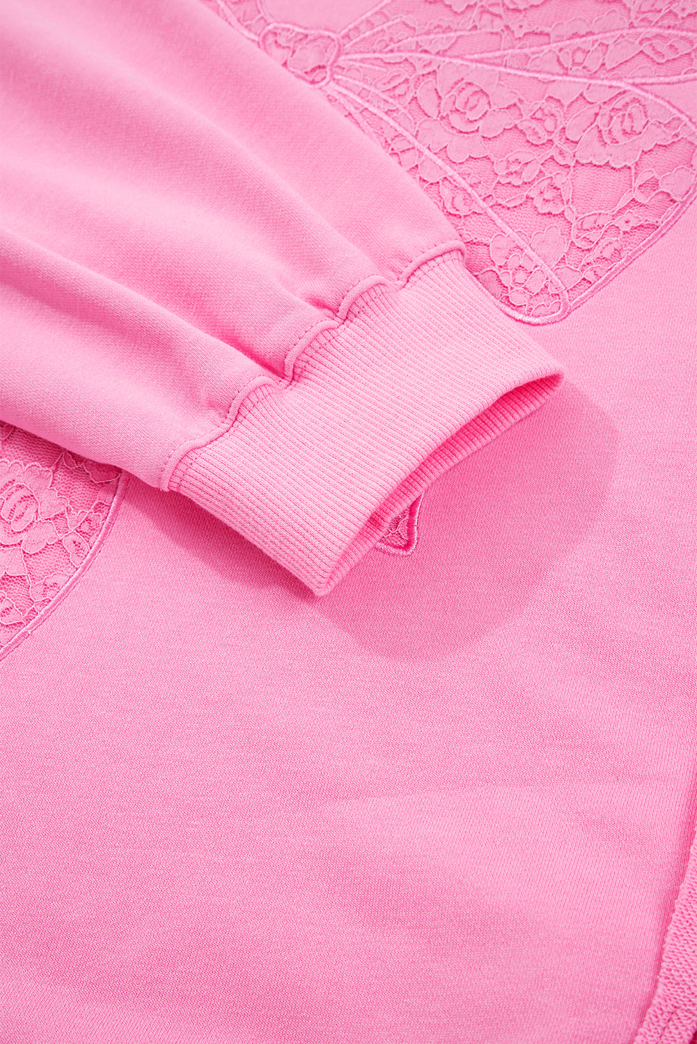 Plus Size Bow Tie Lace Embroidered Dolman Sweatshirt