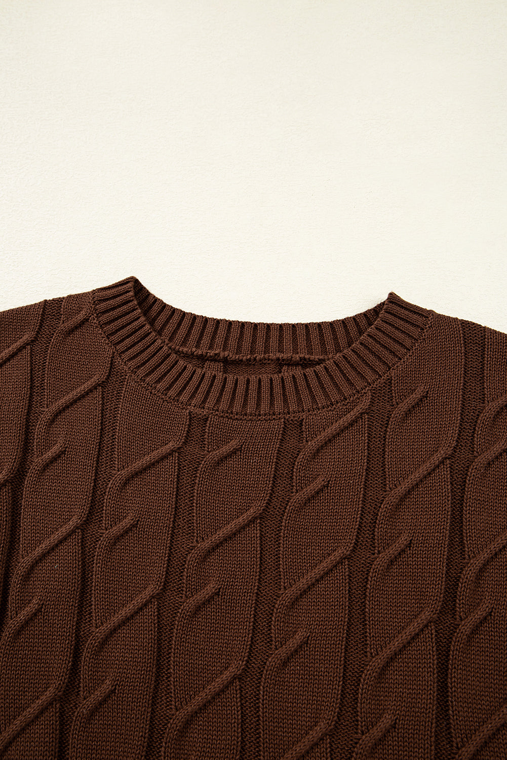 Cable Knit Textured Crew Neck Sweater Top