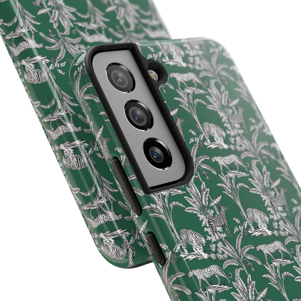 Tough Phone Case — Vintage Botanical Leopard Pattern (Green)