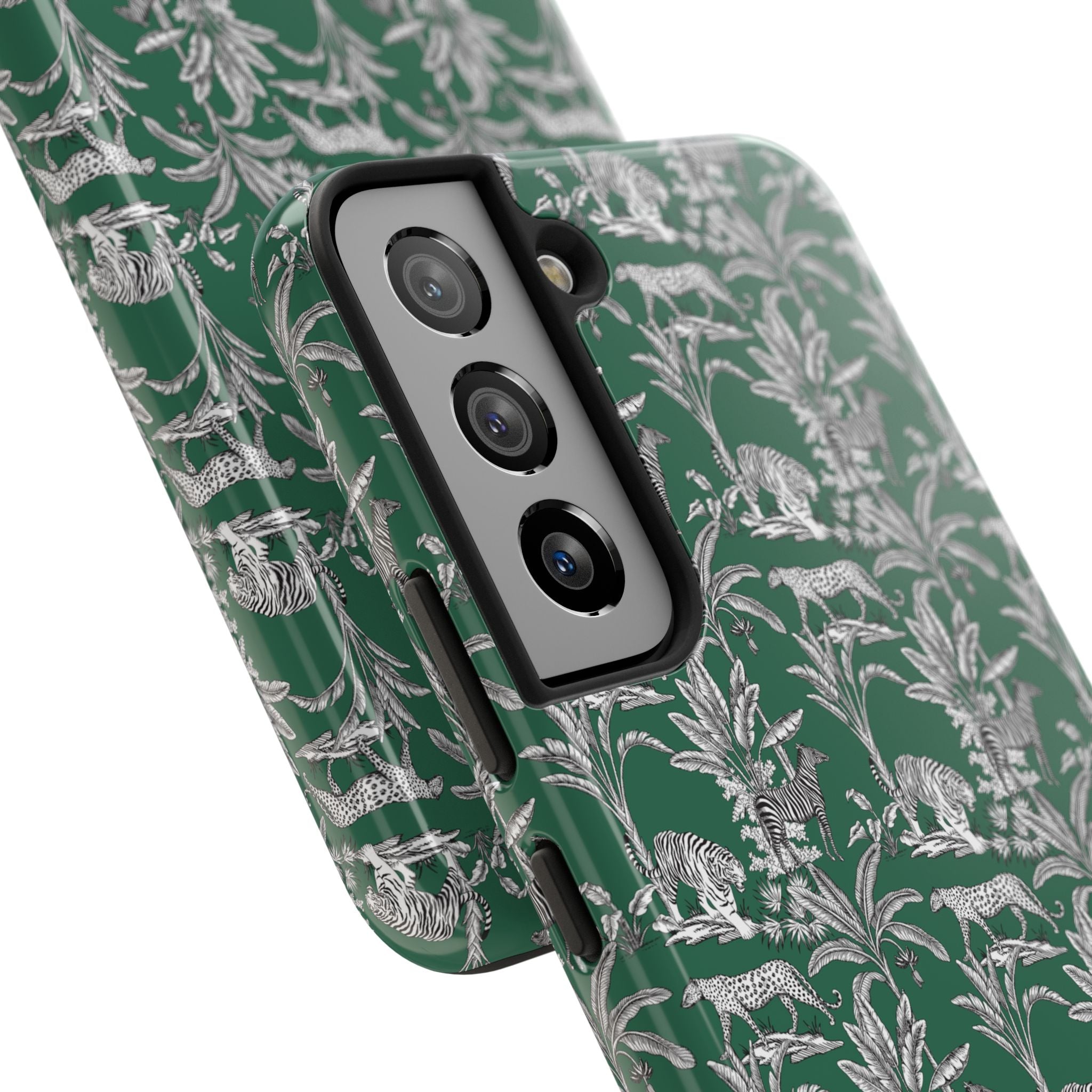 Tough Phone Case — Vintage Botanical Leopard Pattern (Green)