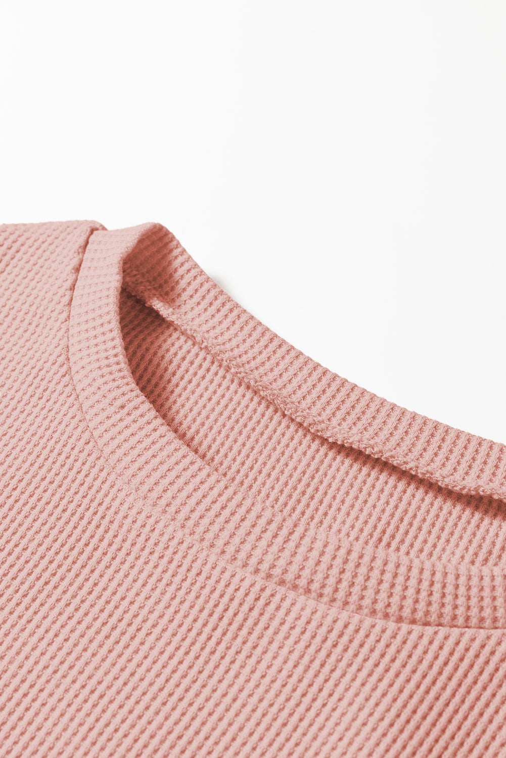Solid Waffle Knit Long Sleeve Top