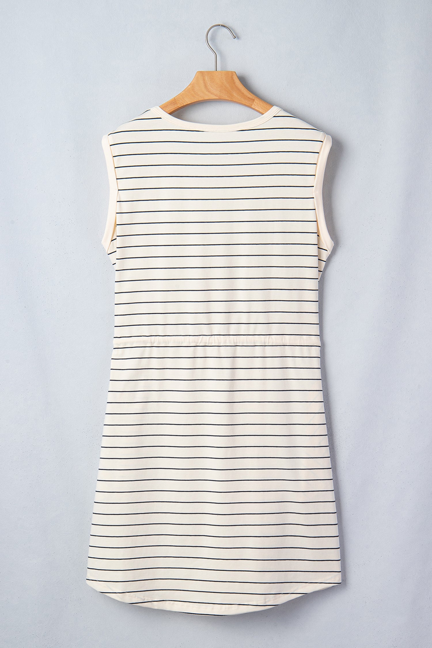 Stripe Drawstring Waist Pocketed Mini Dress