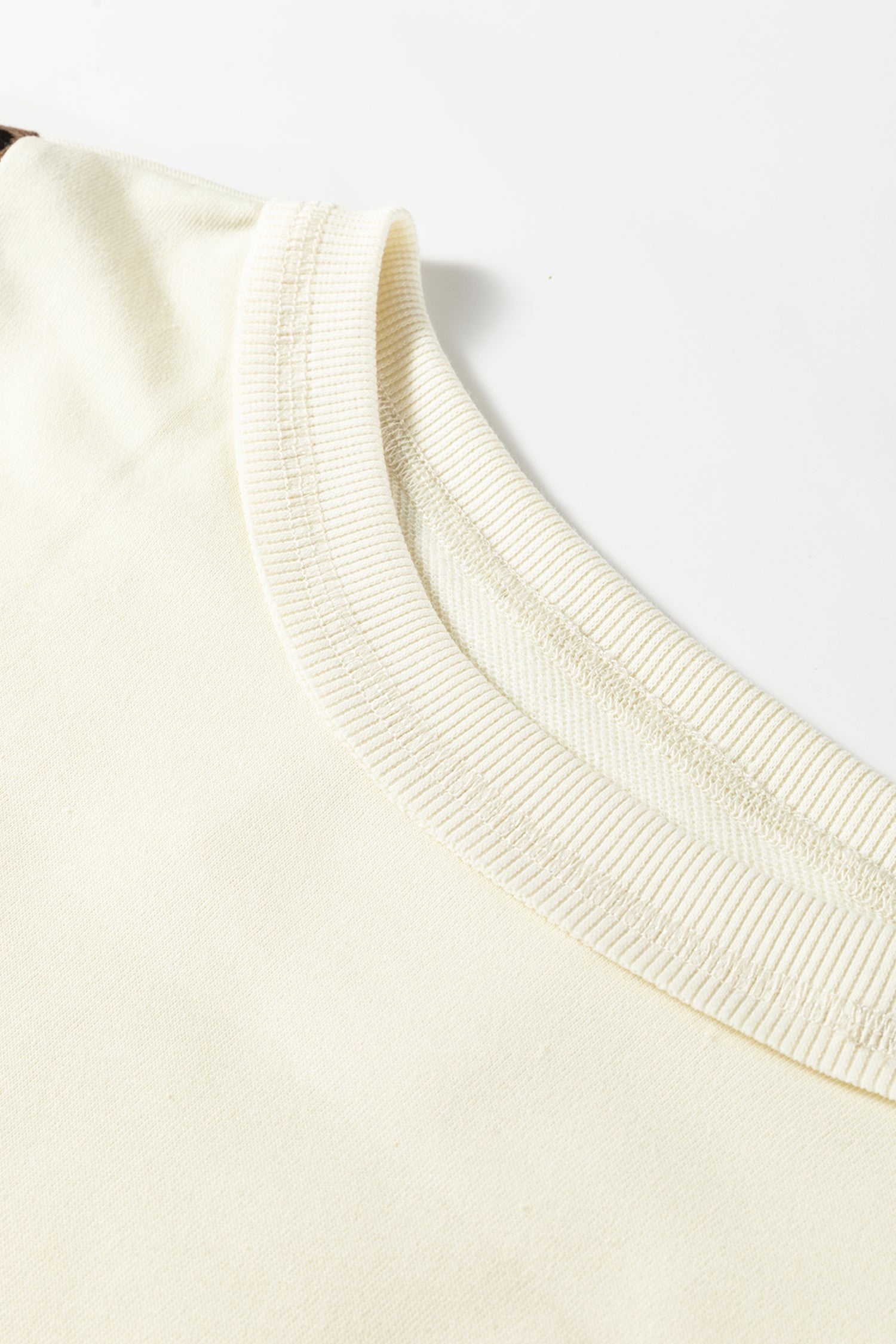 Leopard Patchwork Raw Seam Colorblock Top