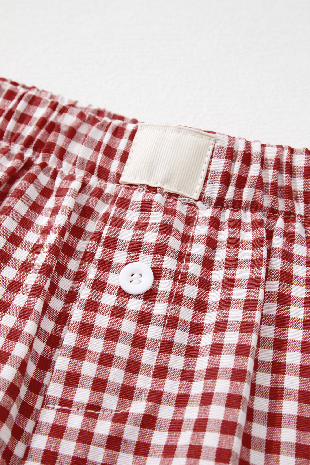 Gingham Plaid High Elastic Waist Shorts