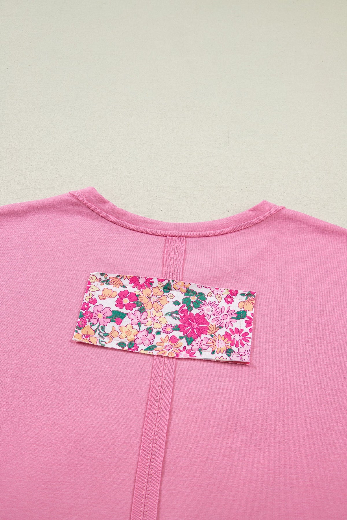 Floral Patchwork Raw Seam Oversize Tee