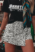 Leopard Denim Buttoned Overlap Shorts