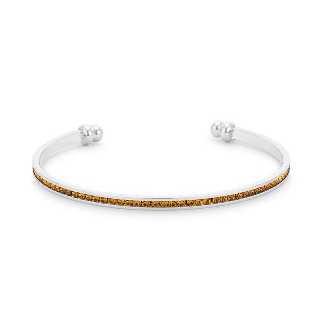 Bonnie 0.8ct Canary Yellow Crystals With White Gold Rhodium Channel Set Cuff