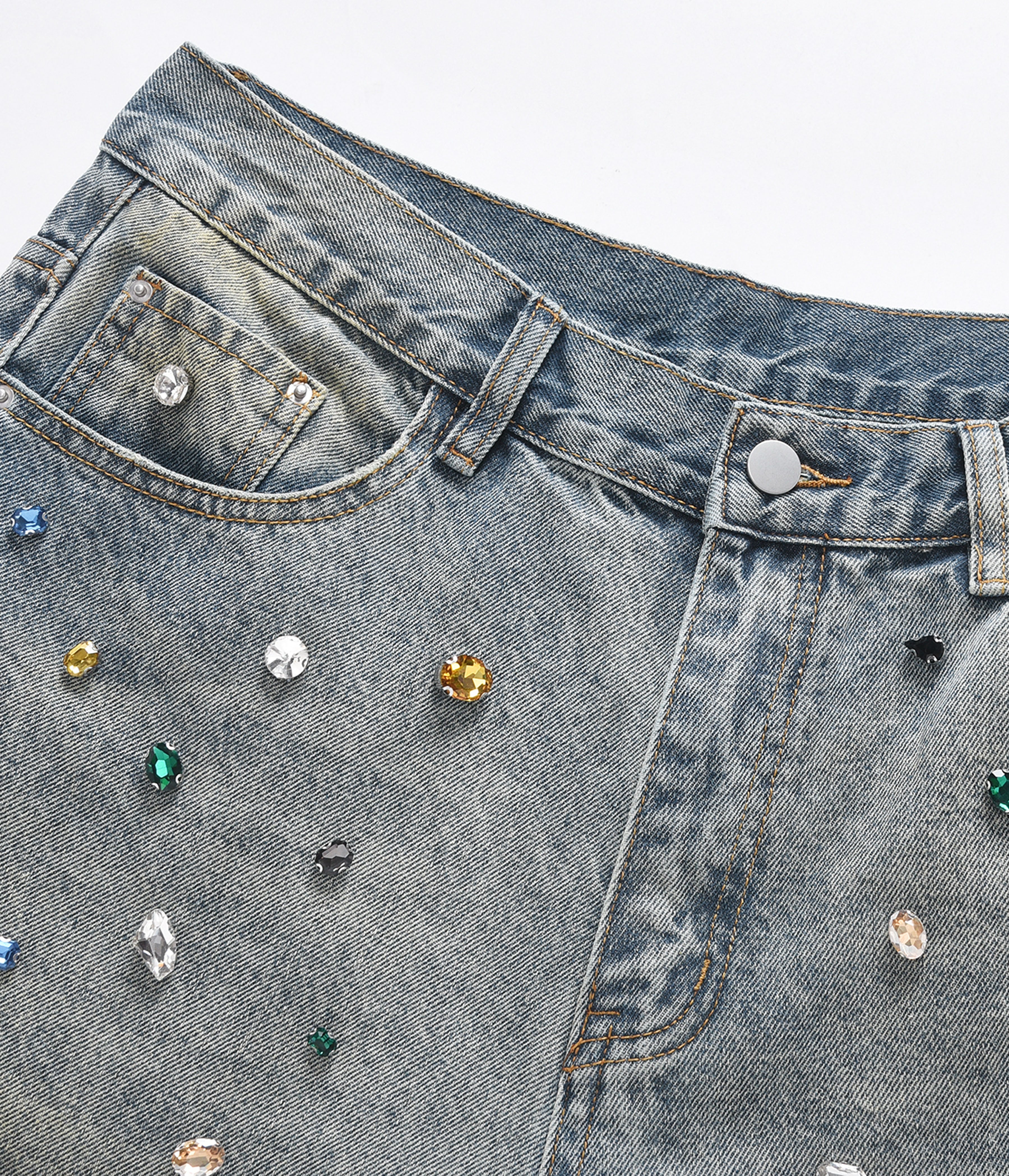 BLUE COLORED GEMSTONE DENIM