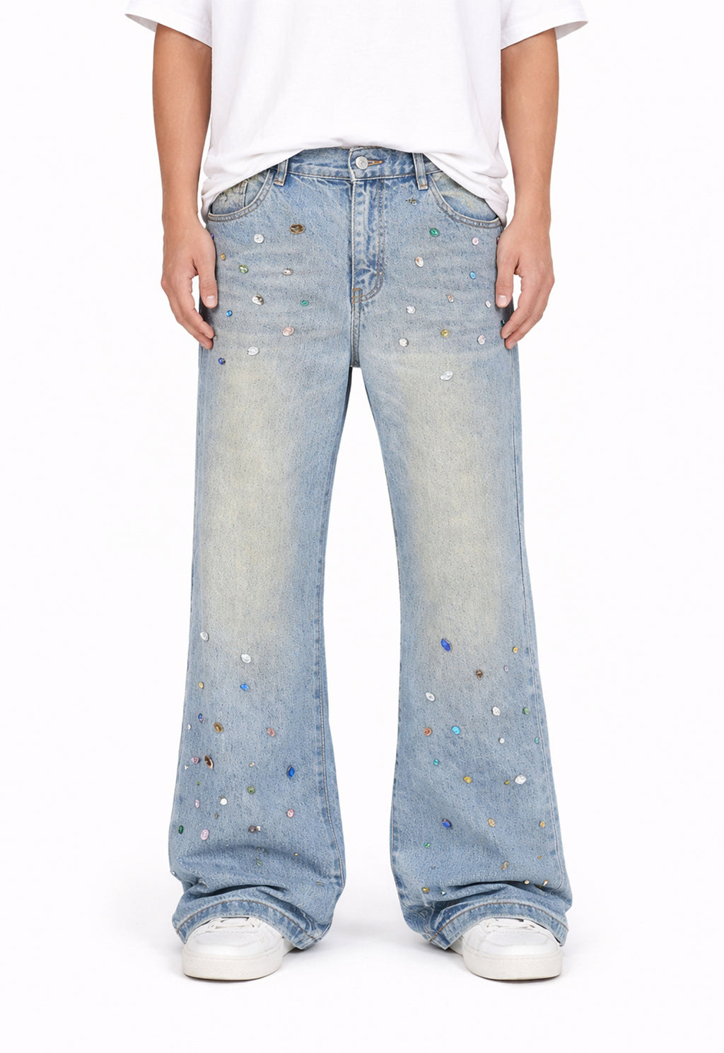 BLUE COLORED GEMSTONE DENIM
