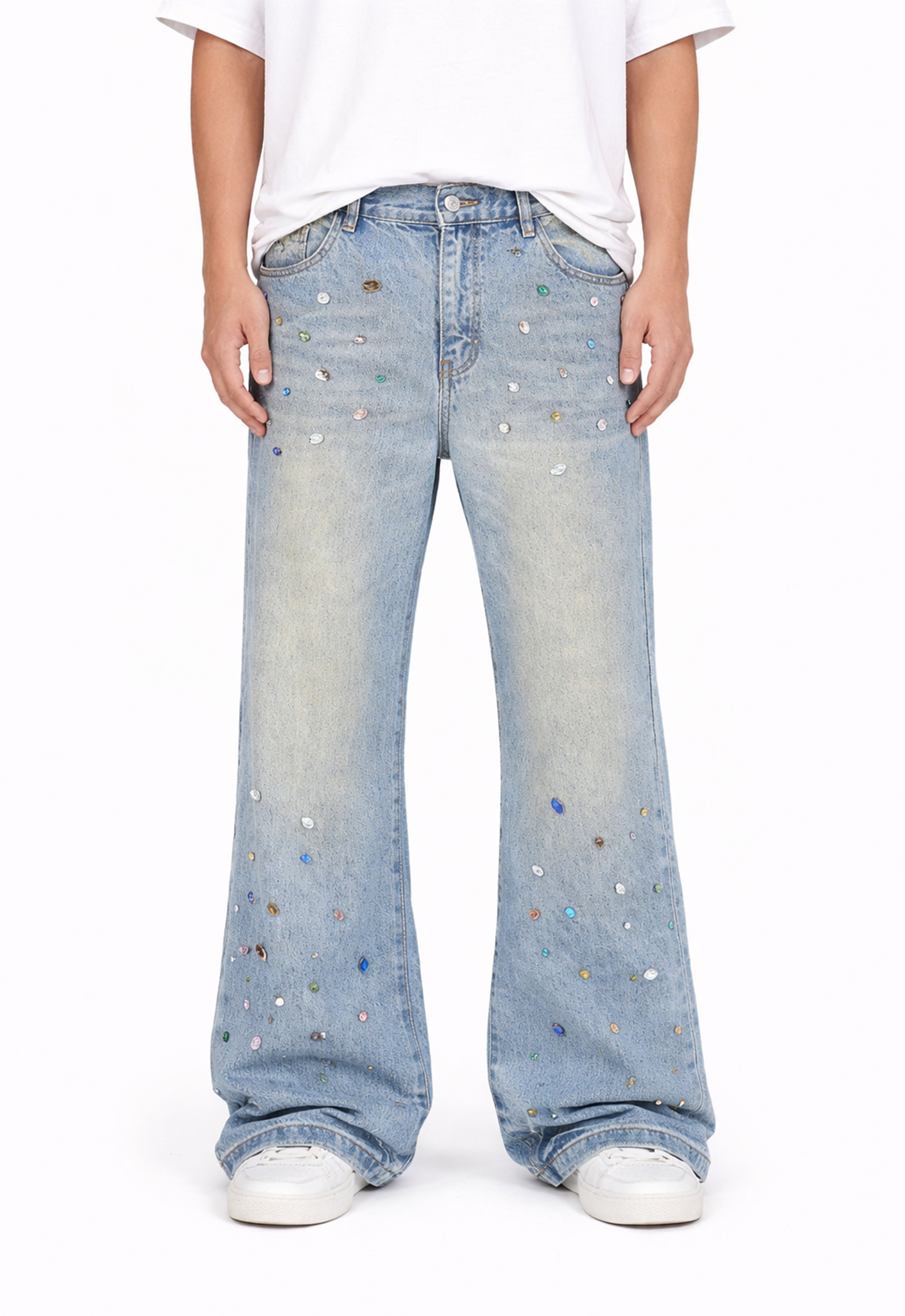 BLUE COLORED GEMSTONE DENIM