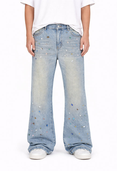 BLUE COLORED GEMSTONE DENIM