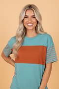 Colorblock Stripe Short Sleeve T-Shirt