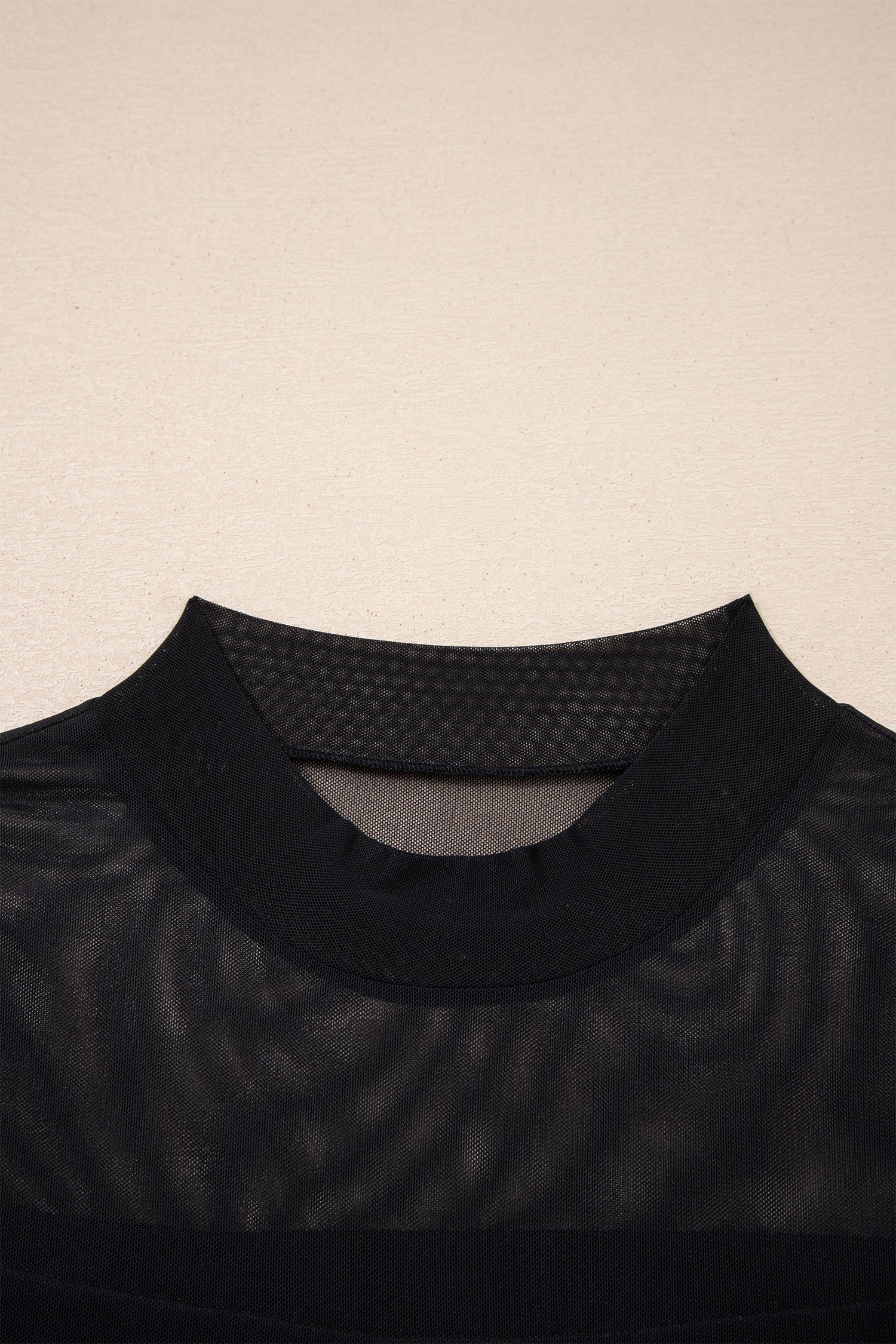 Sheer Mesh Patchwork Cap Sleeve T-Shirt