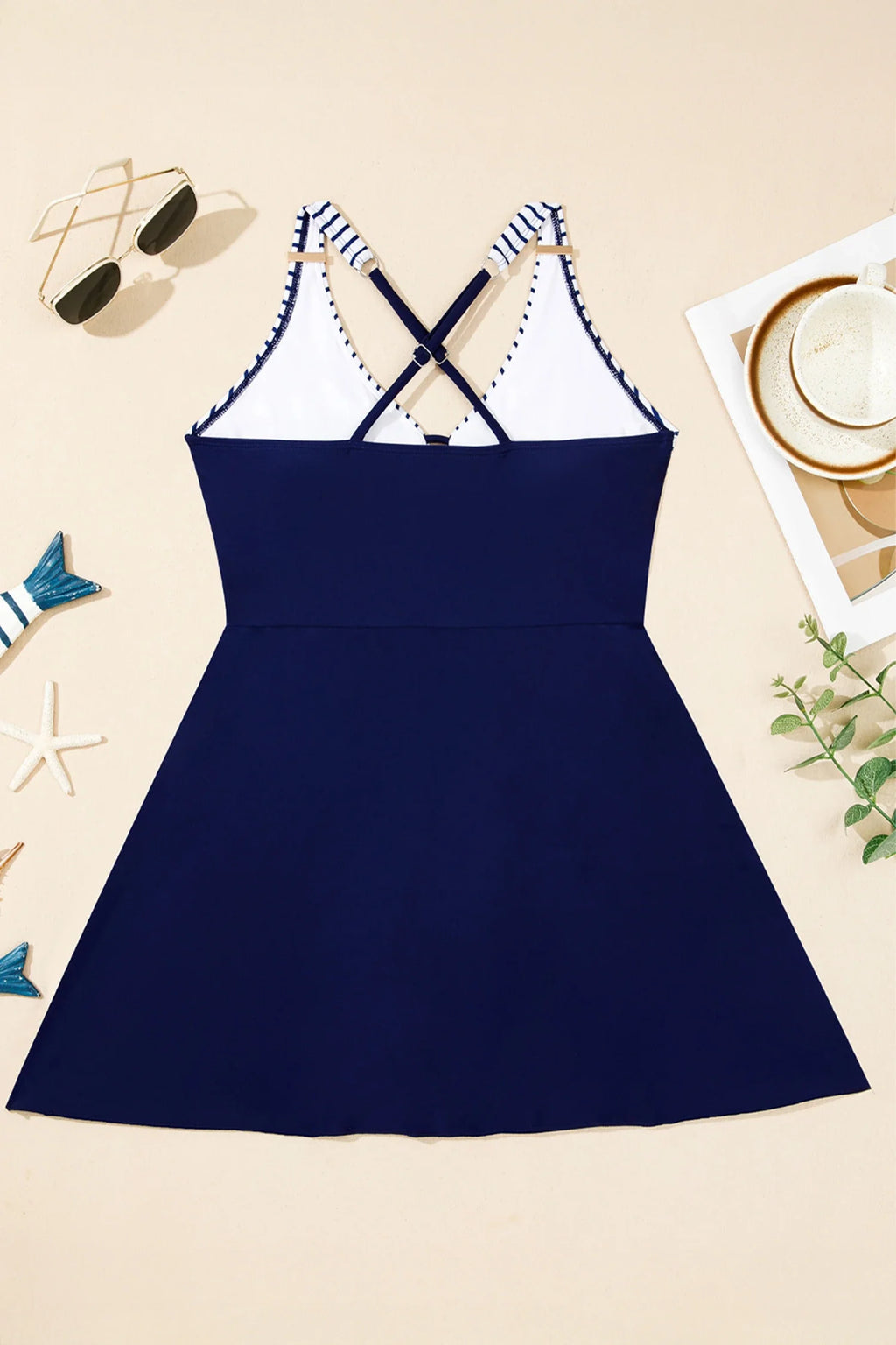 Crossed Straps One Piece Swim Dress