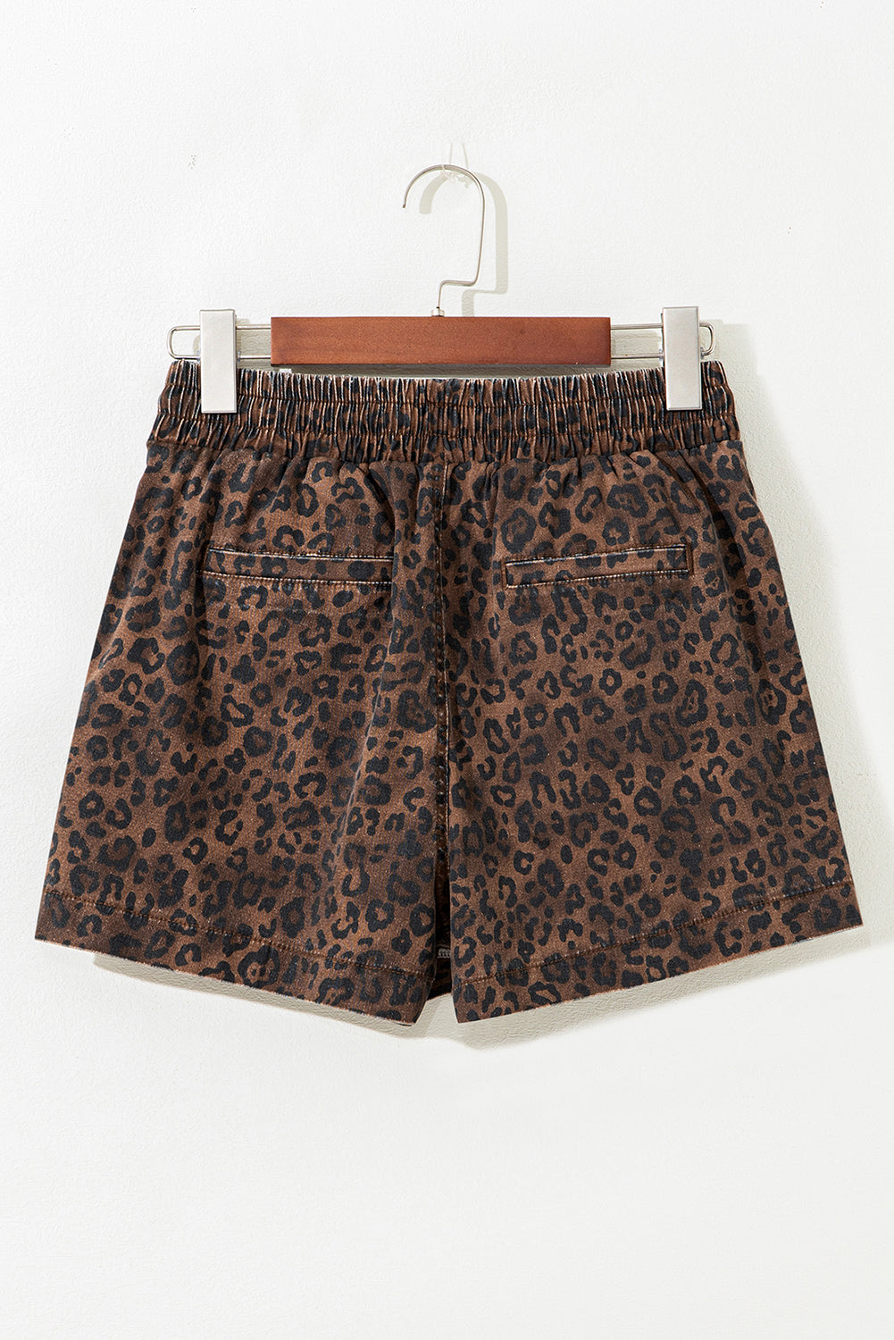 Leopard Denim Drawstring Elastic Waist Skort