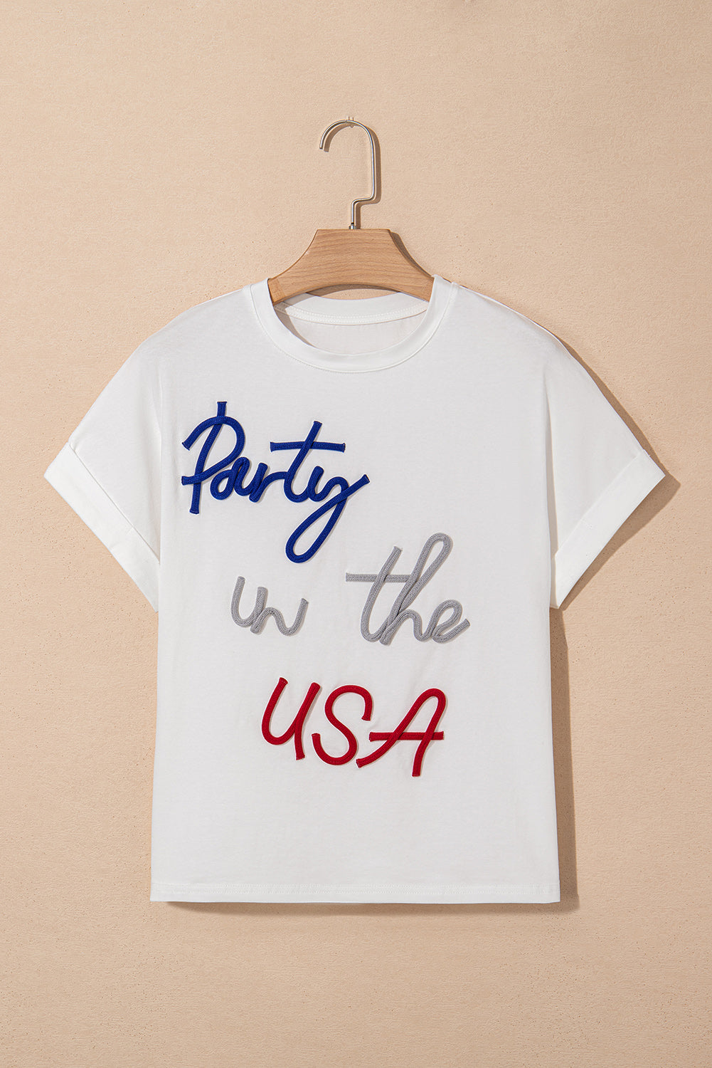 Party in the USA Cord Embroidered Graphic T-Shirt