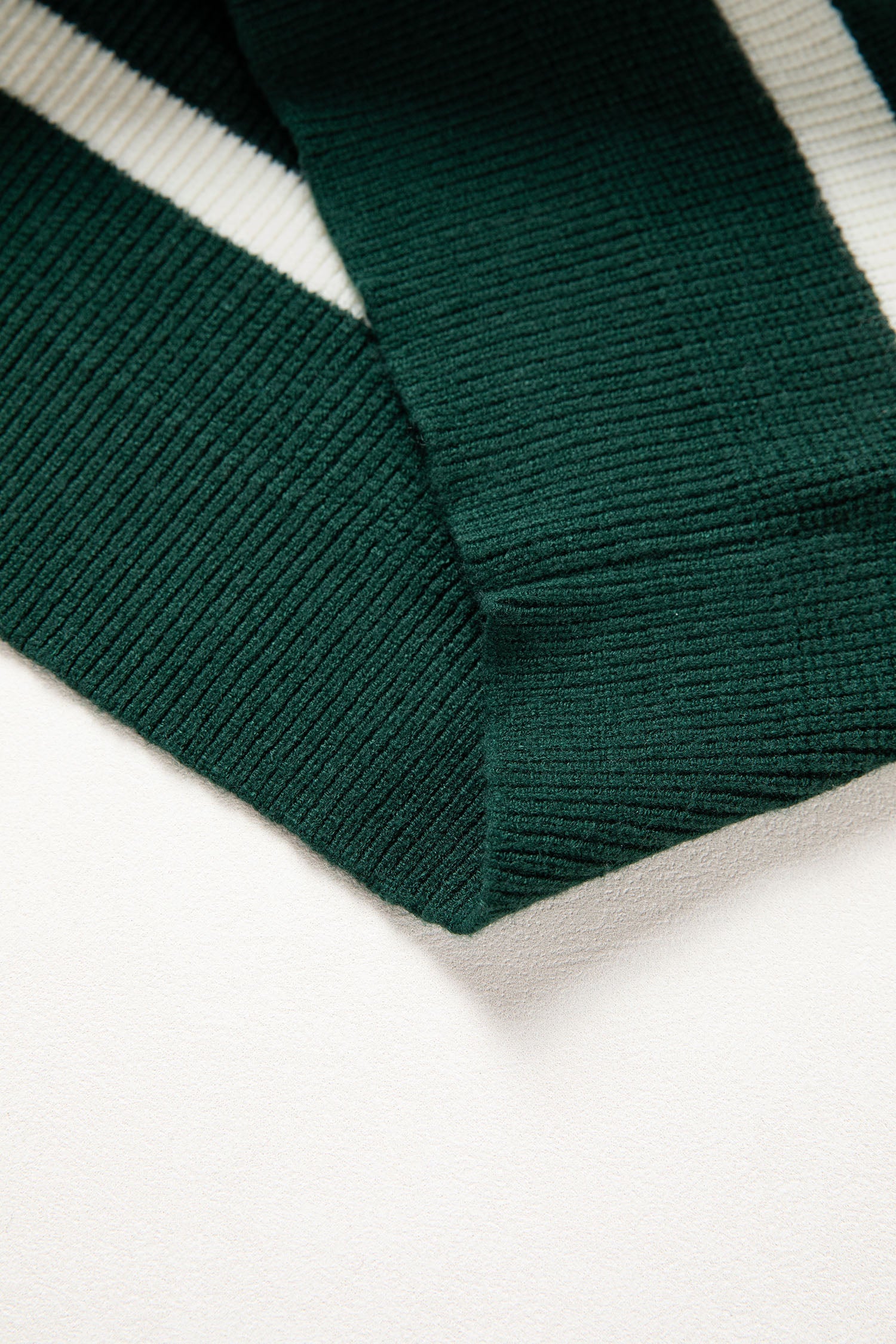 Stripe Ribbed Half-Zip Collar Sleeveless Sweater