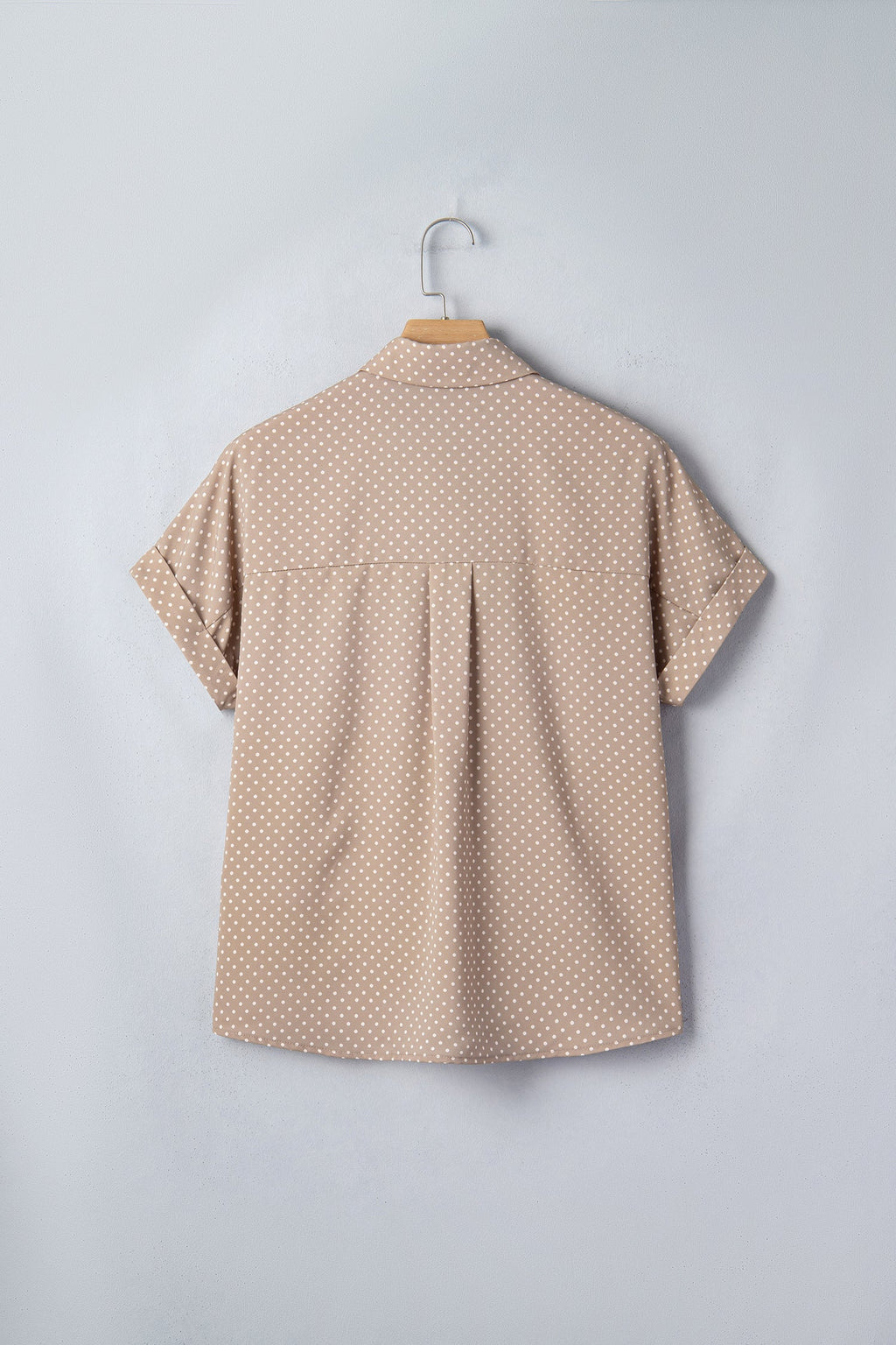 Polka Dot Cuffed Short Sleeve Buttoned Shirt