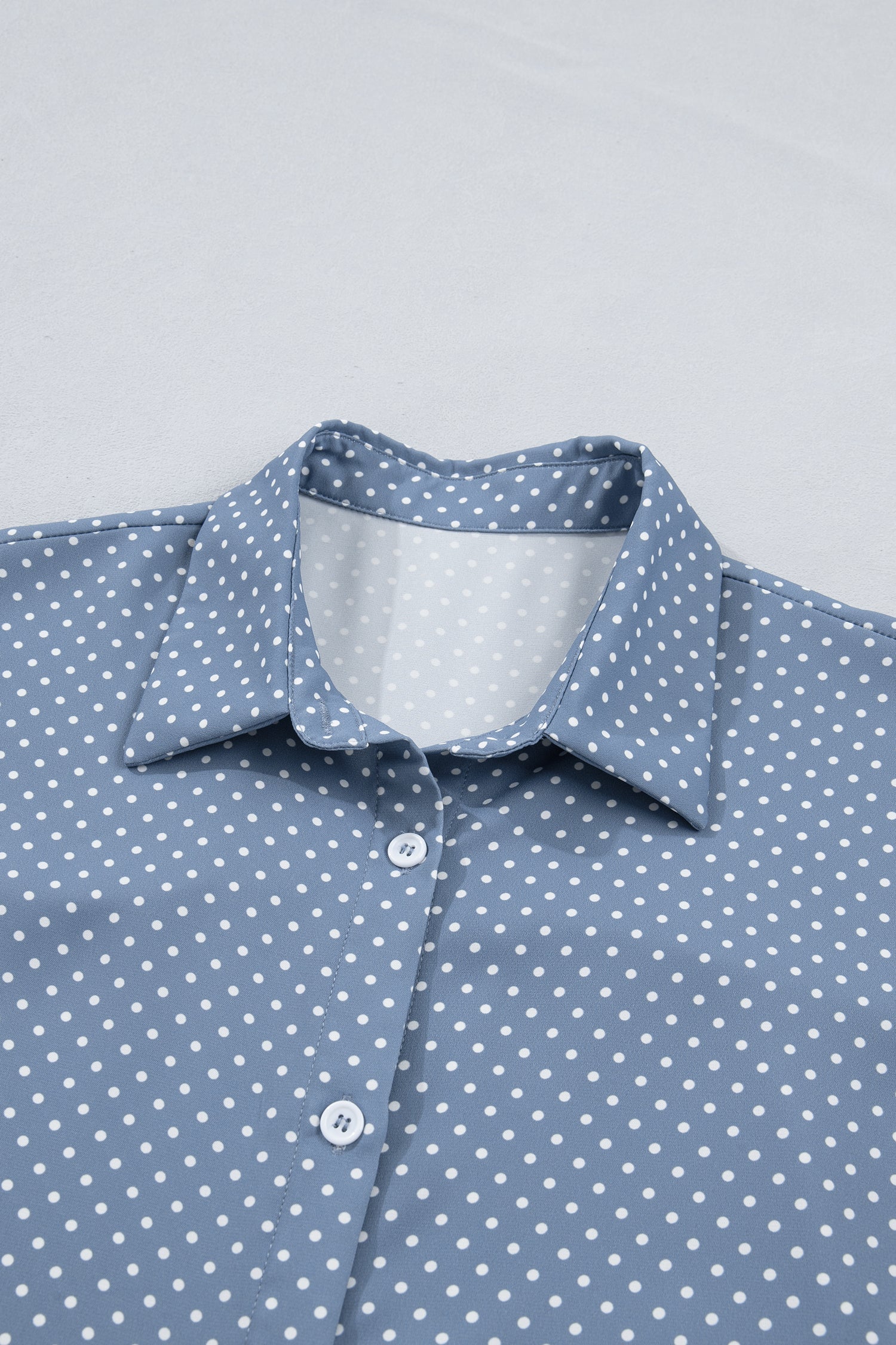 Polka Dot Cuffed Short Sleeve Buttoned Shirt