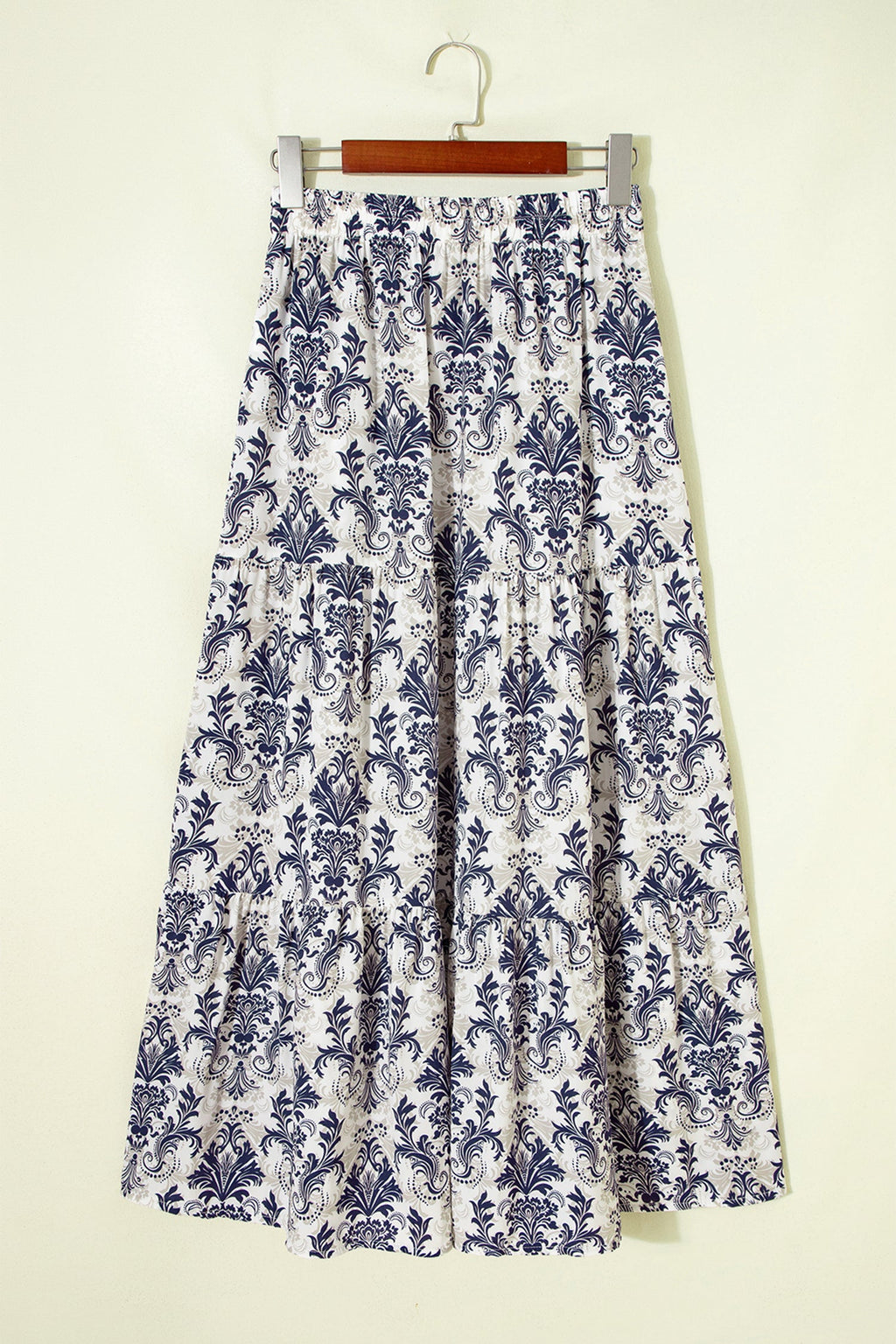 Boho Floral Tiered Maxi Skirt Split