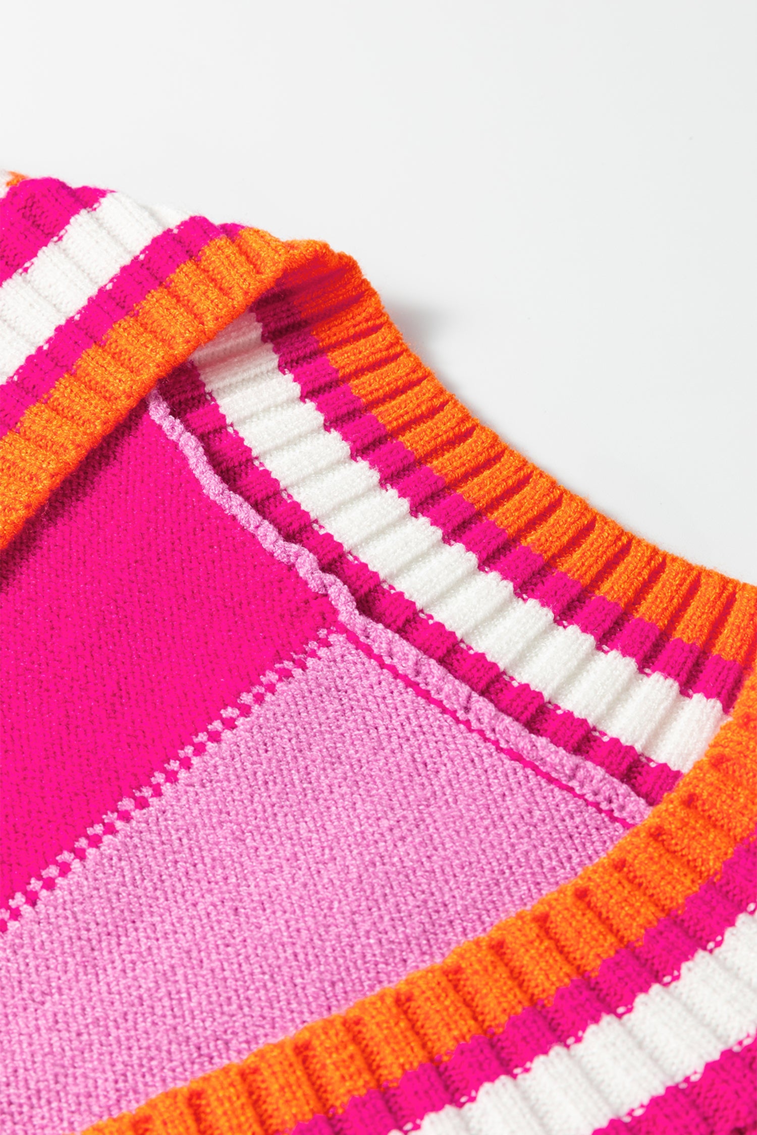 Stripe Checker Patchwork V-Neck Sweater Top