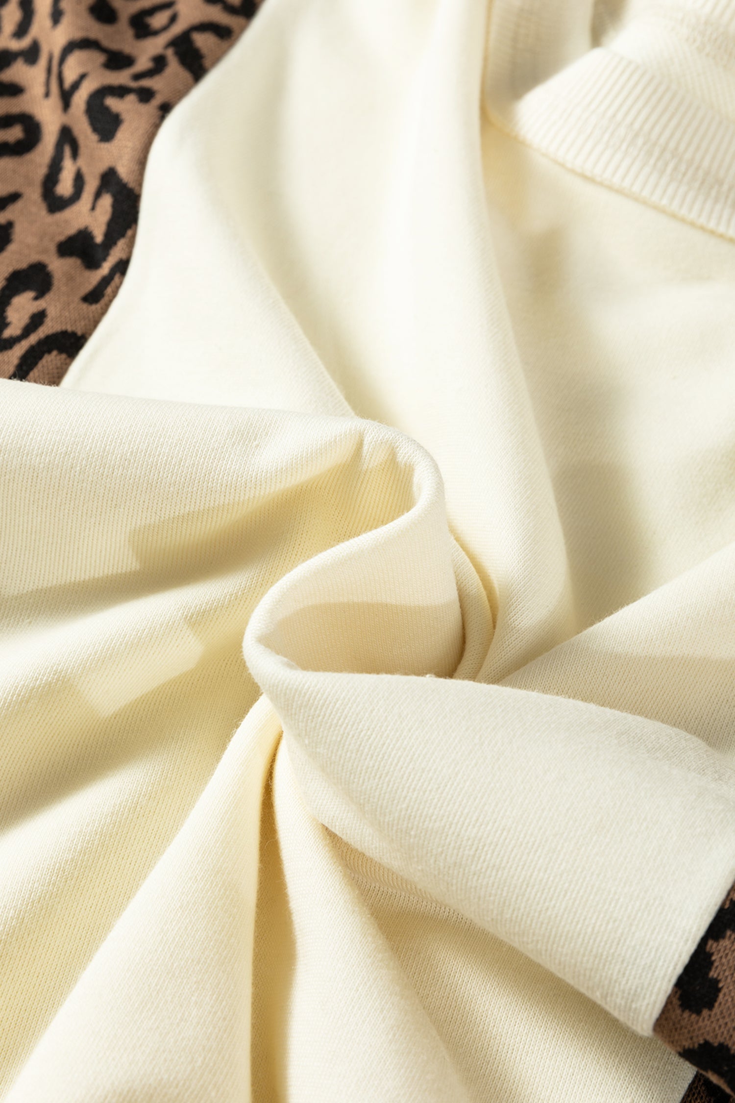 Leopard Patchwork Raw Seam Colorblock Top