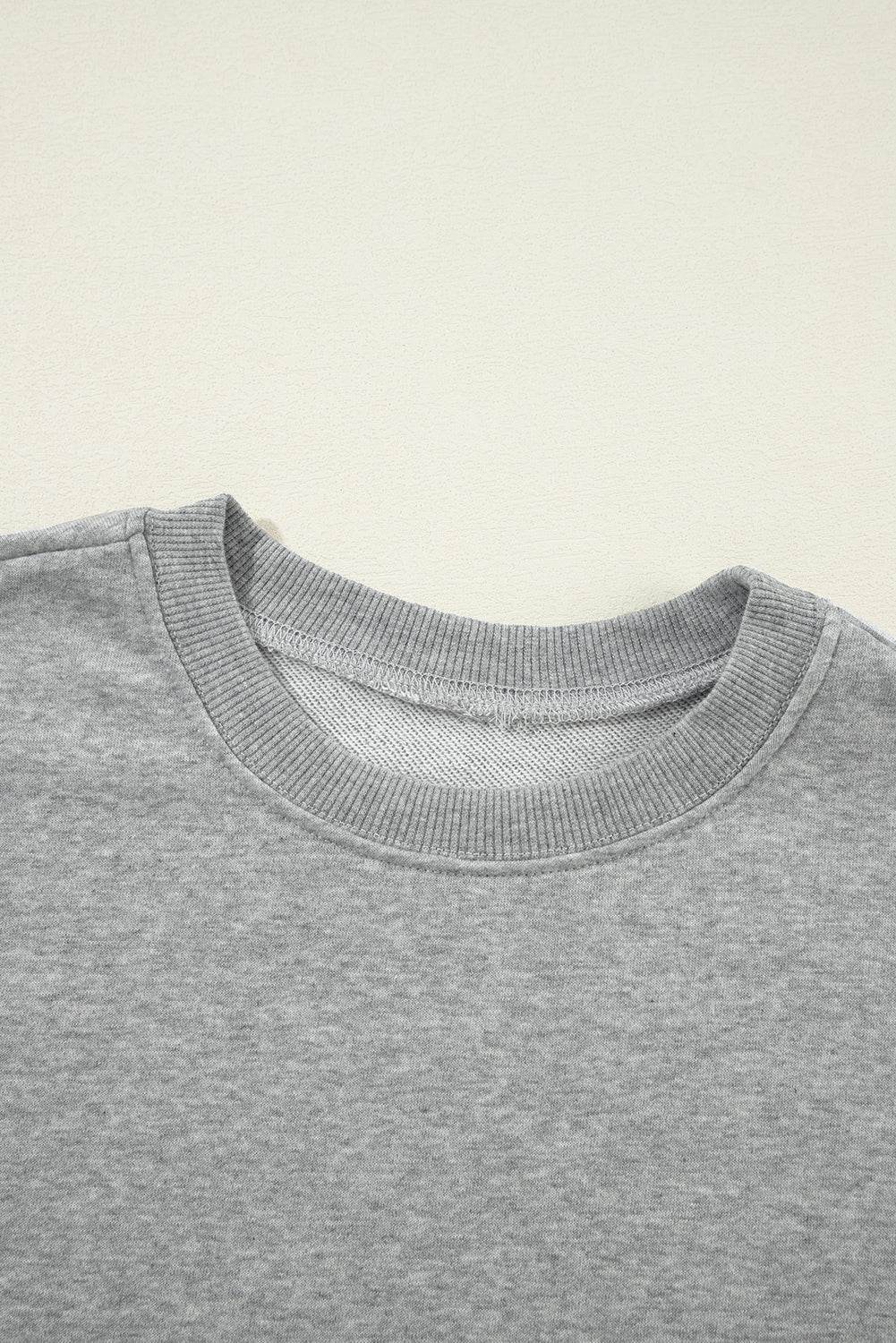 Solid Drop Shoulder Crewneck Pullover Sweatshirt