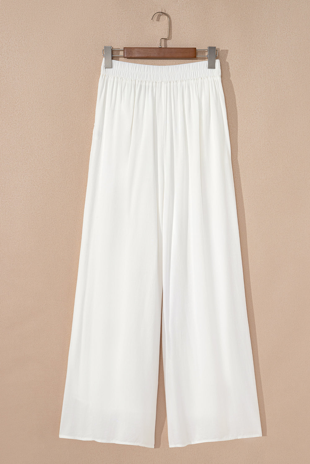 Solid Drop Waist Pleated Wide Leg Pants